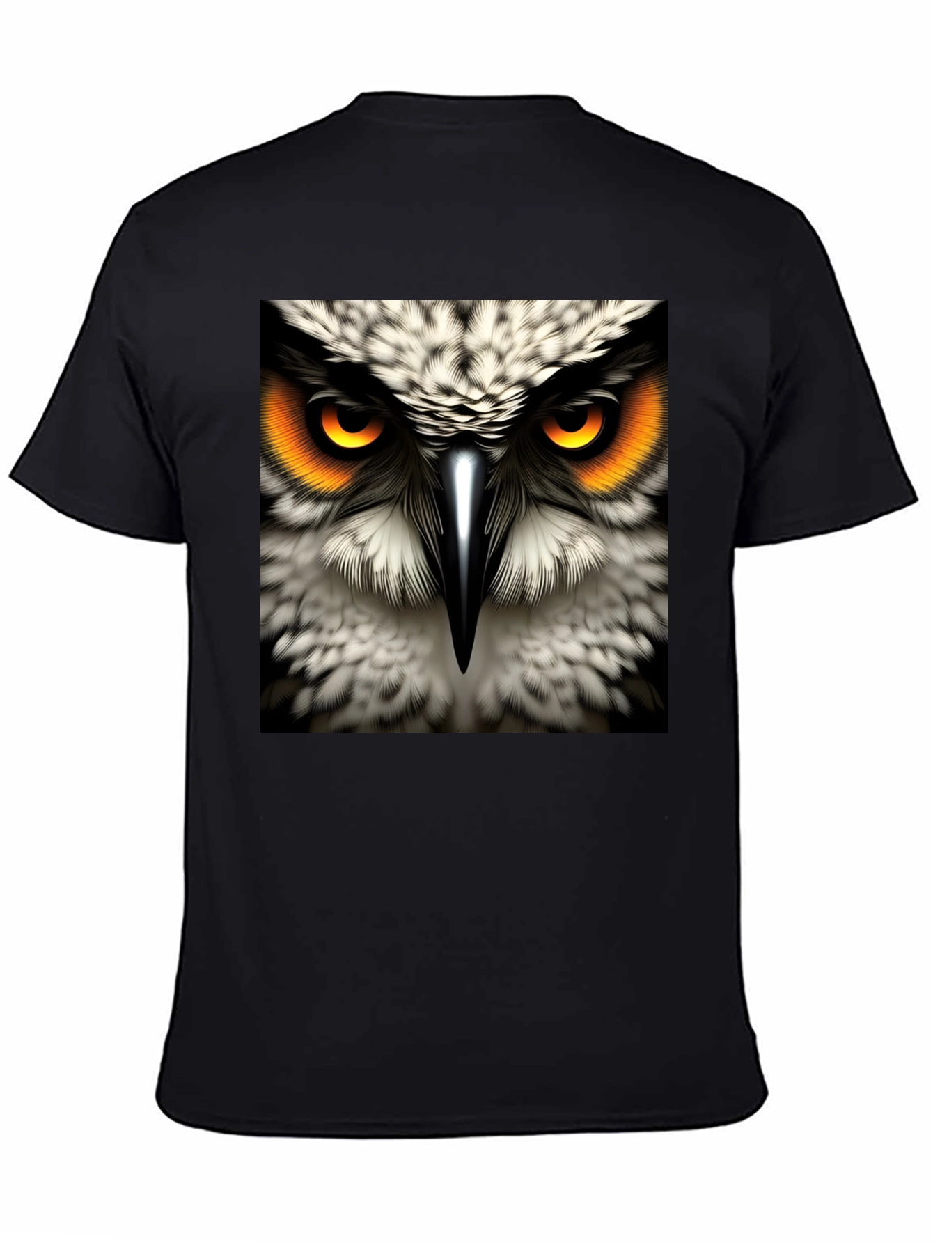 Owl Eyes Graphic Tee - Mens Black Cotton T-Shirt