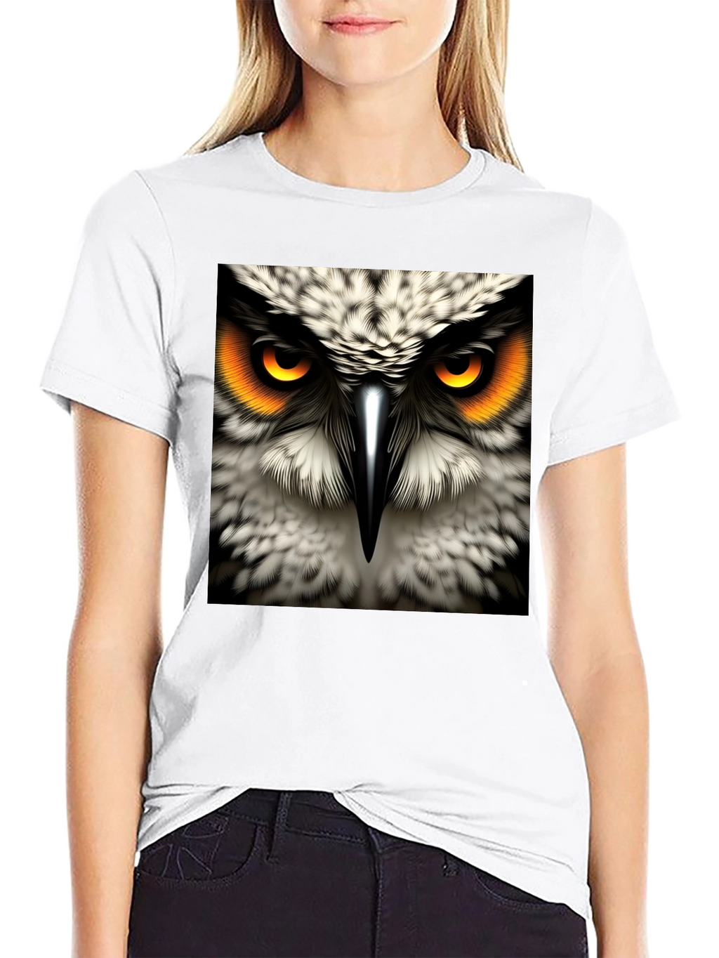 Owl Eyes Graphic Tee - Mens Black Cotton T-Shirt