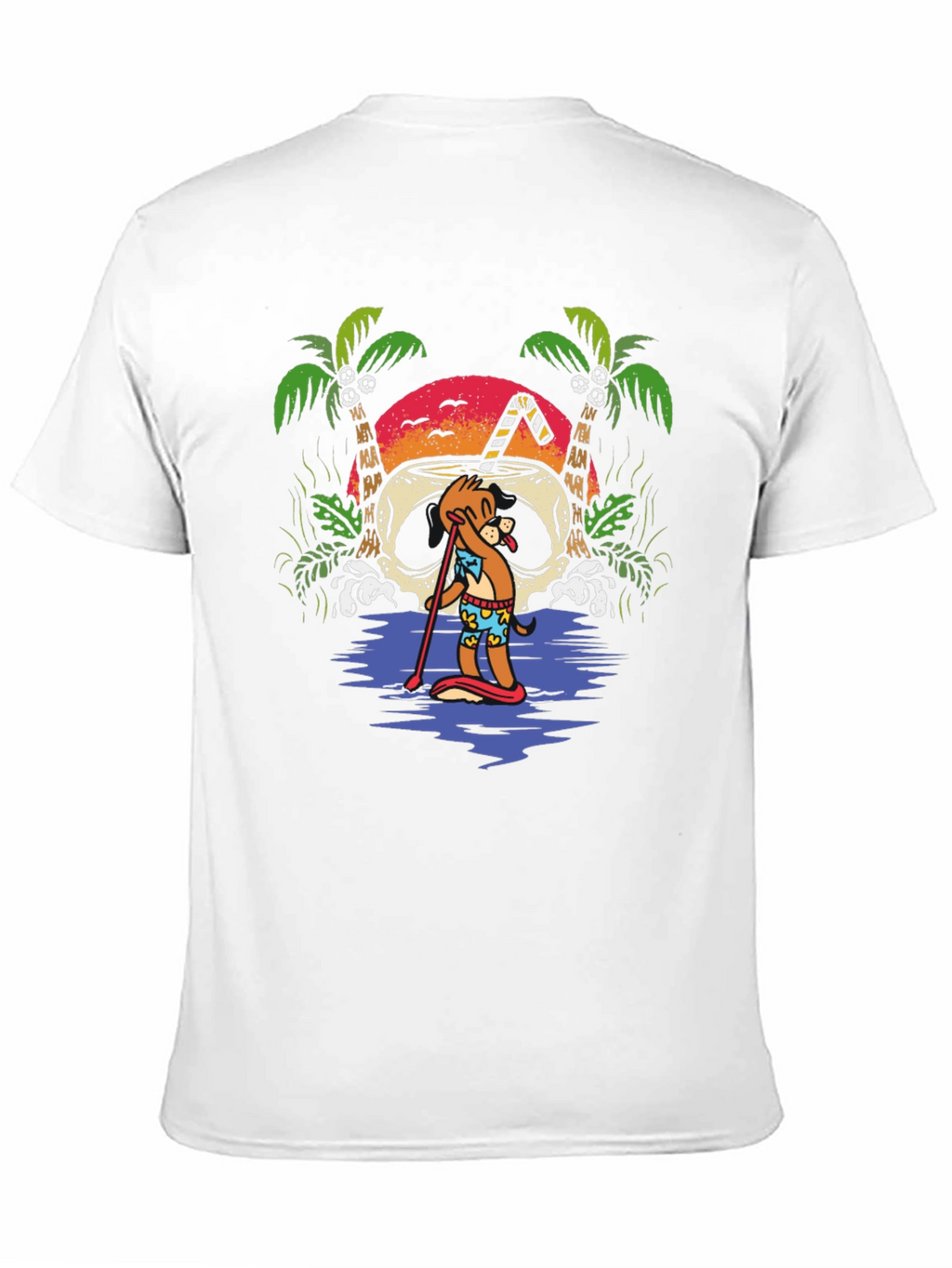 Tropical Skull Coconut Cartoon Graphic T-Shirt