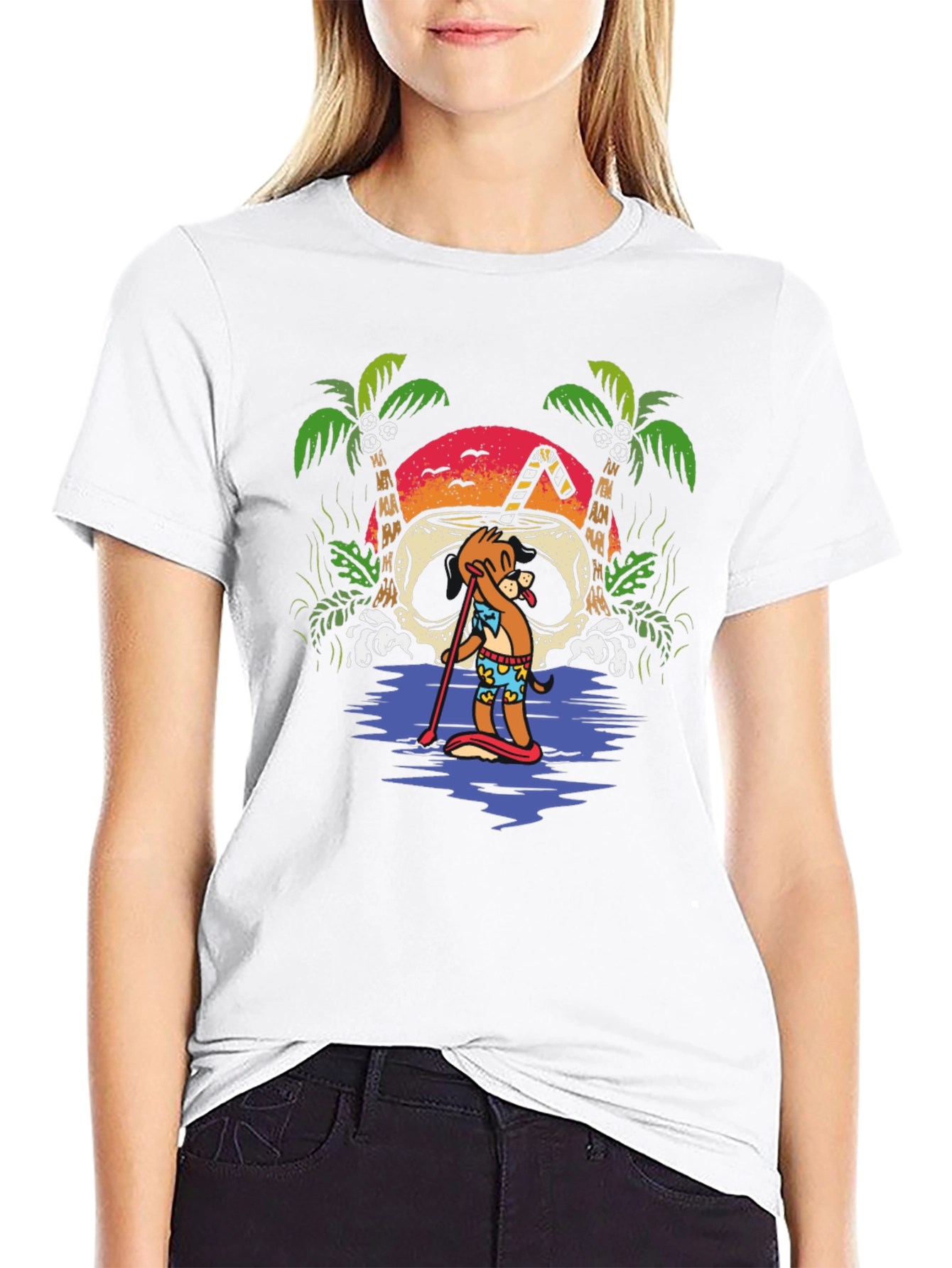 Tropical Skull Coconut Cartoon Graphic T-Shirt