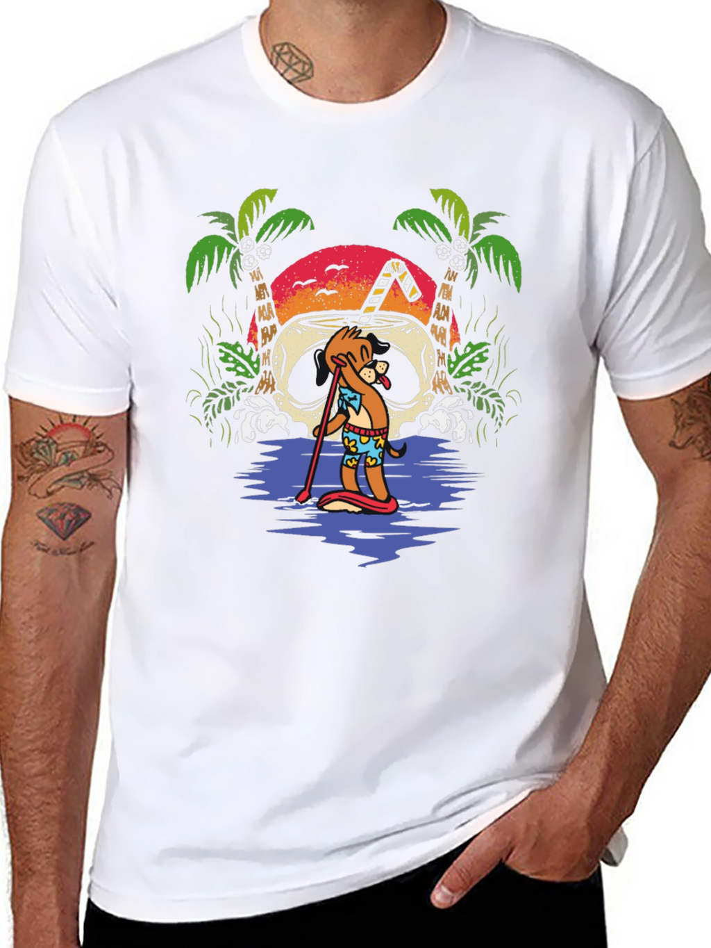 Tropical Skull Coconut Cartoon Graphic T-Shirt