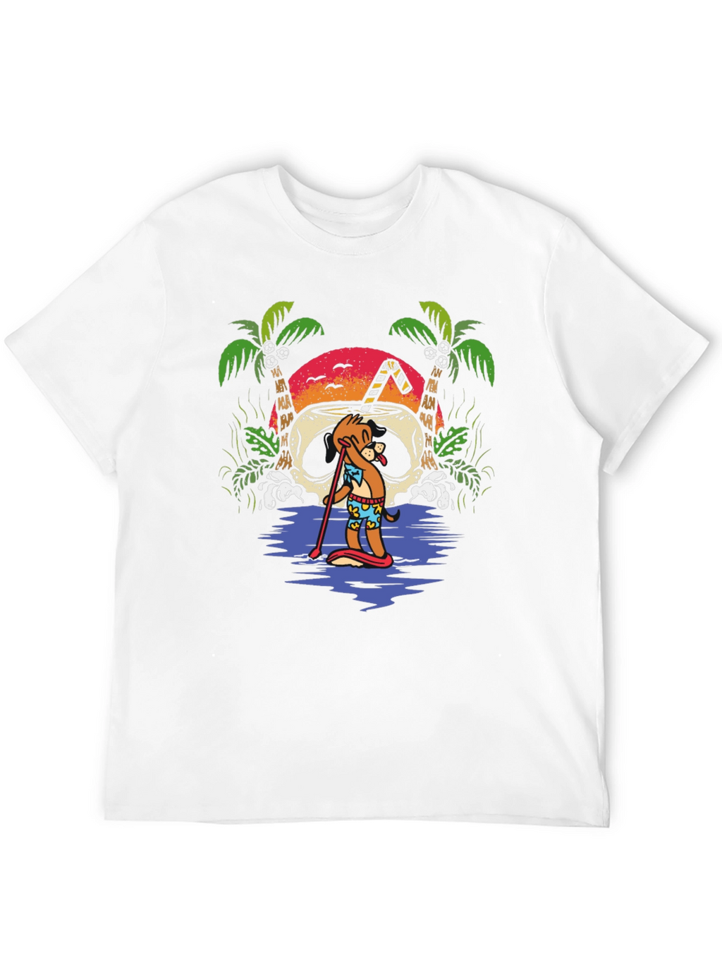 Tropical Skull Coconut Cartoon Graphic T-Shirt