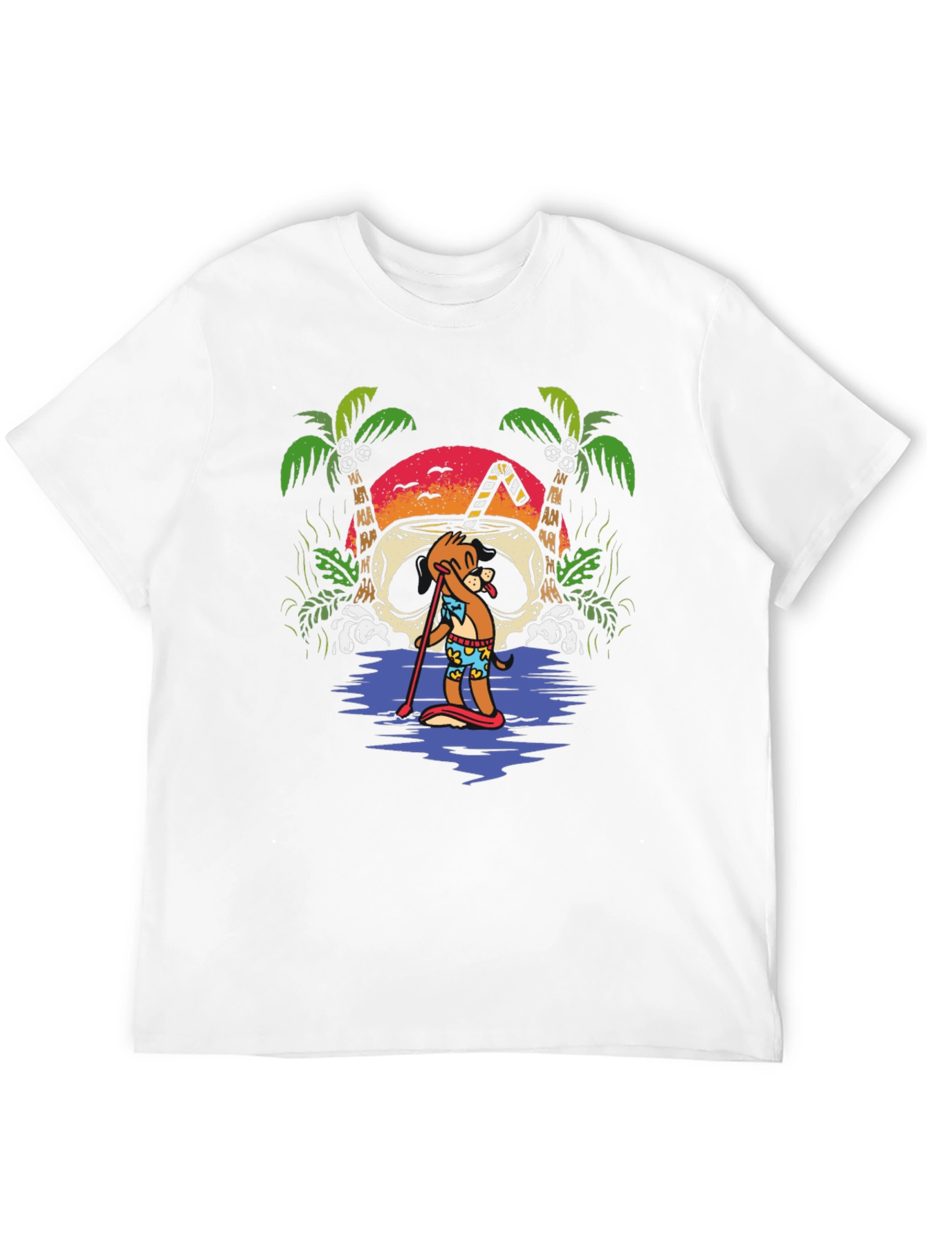 Tropical Skull Coconut Cartoon Graphic T-Shirt