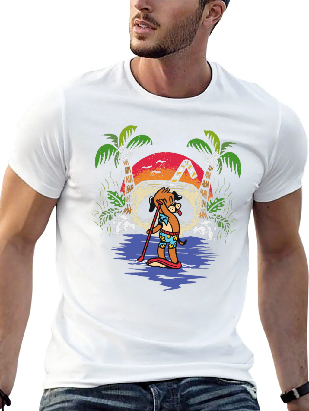 Tropical Skull Coconut Cartoon Graphic T-Shirt
