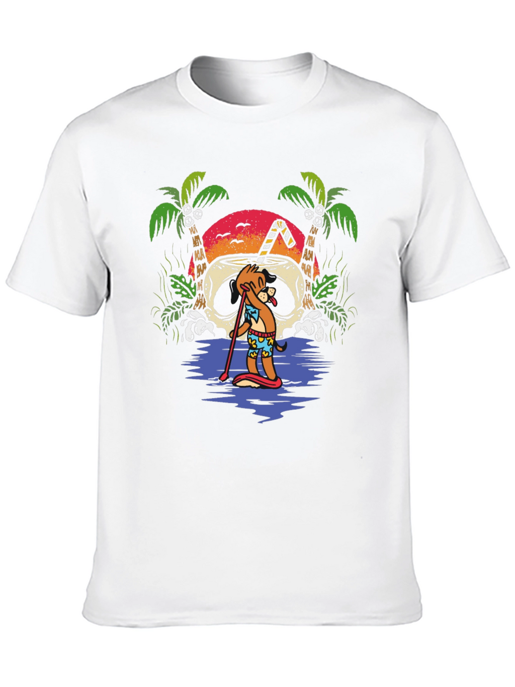 Tropical Skull Coconut Cartoon Graphic T-Shirt