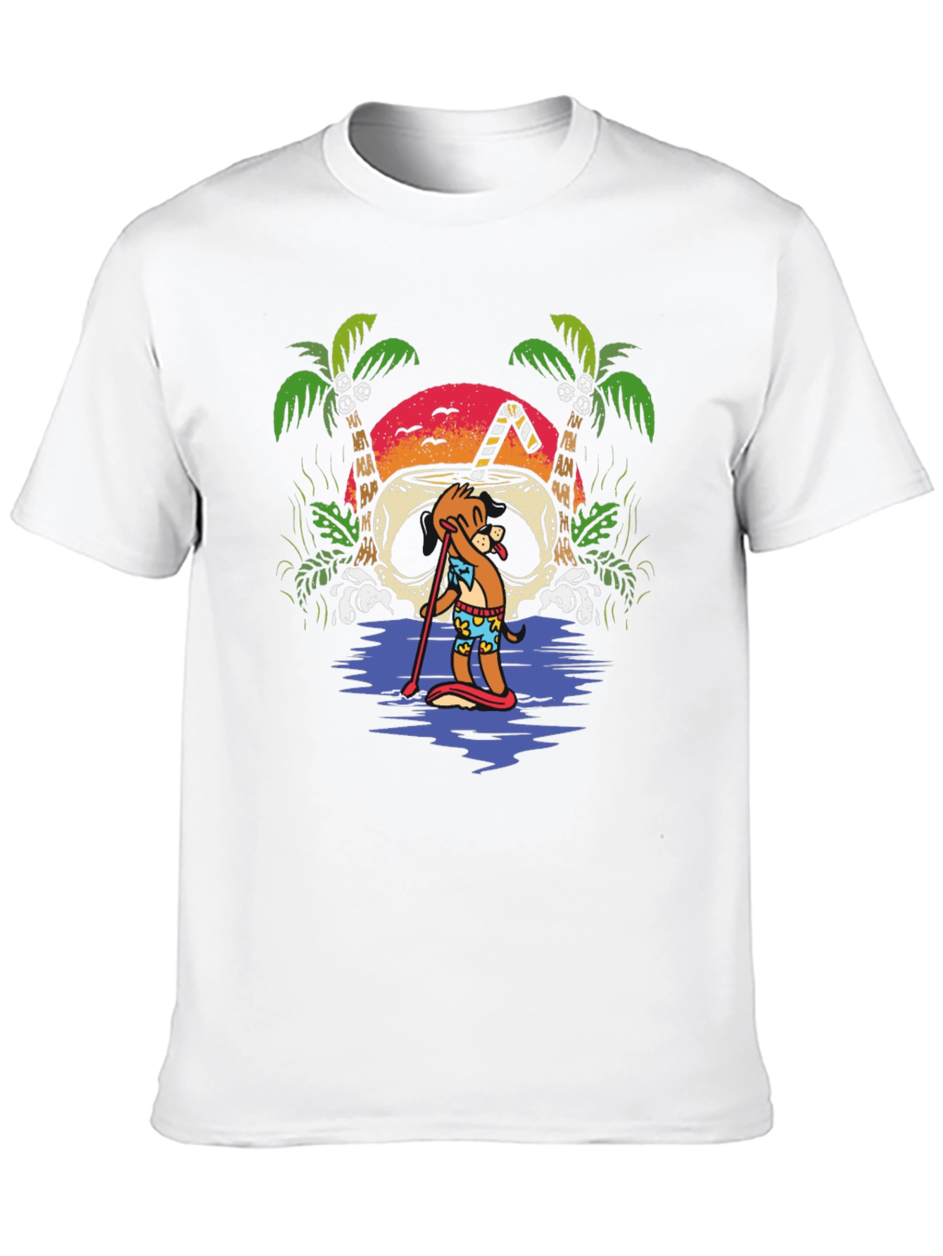 Tropical Skull Coconut Cartoon Graphic T-Shirt