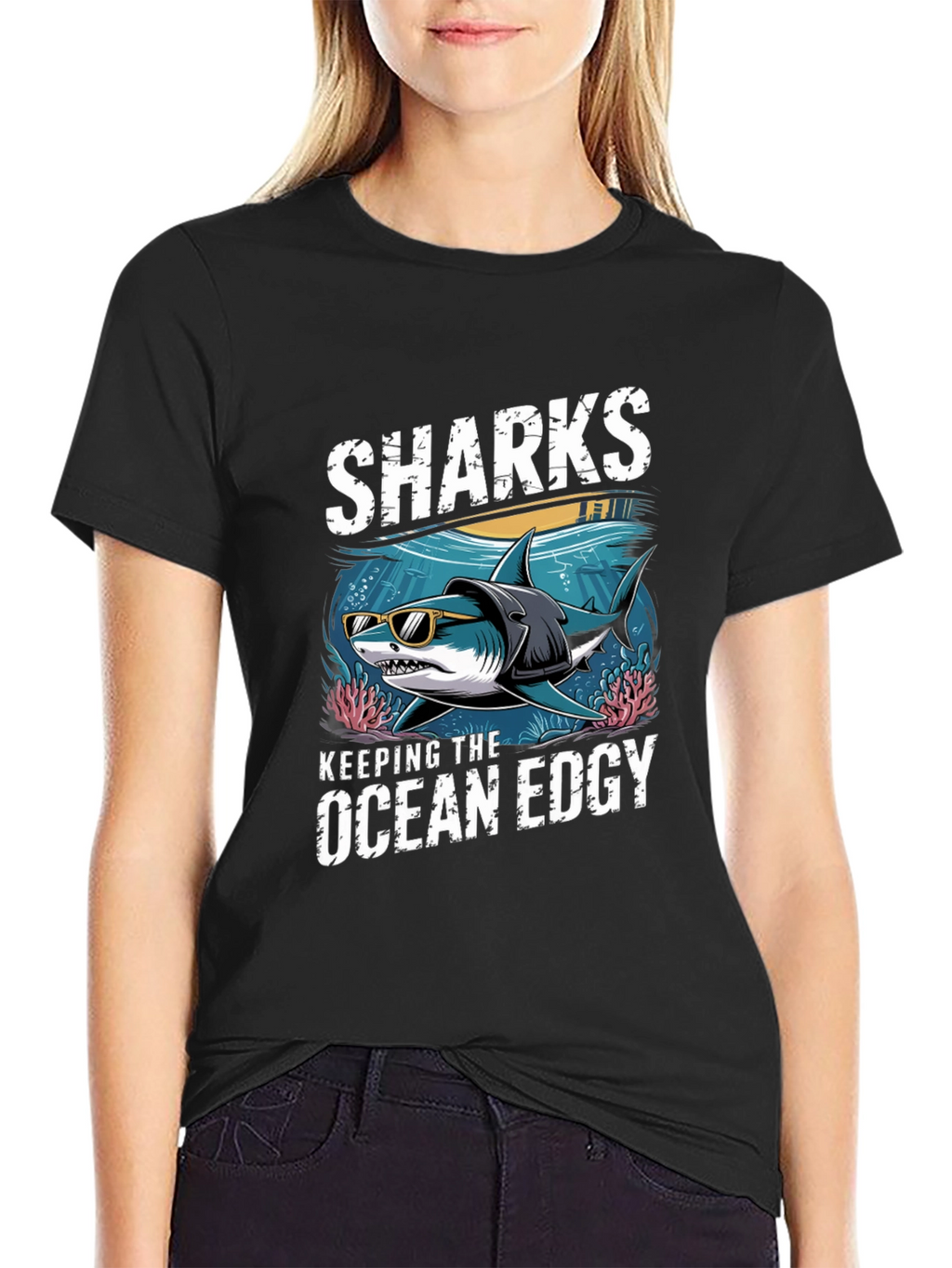 Edgy Shark Graphic Tee - Keeping the Ocean Edgy