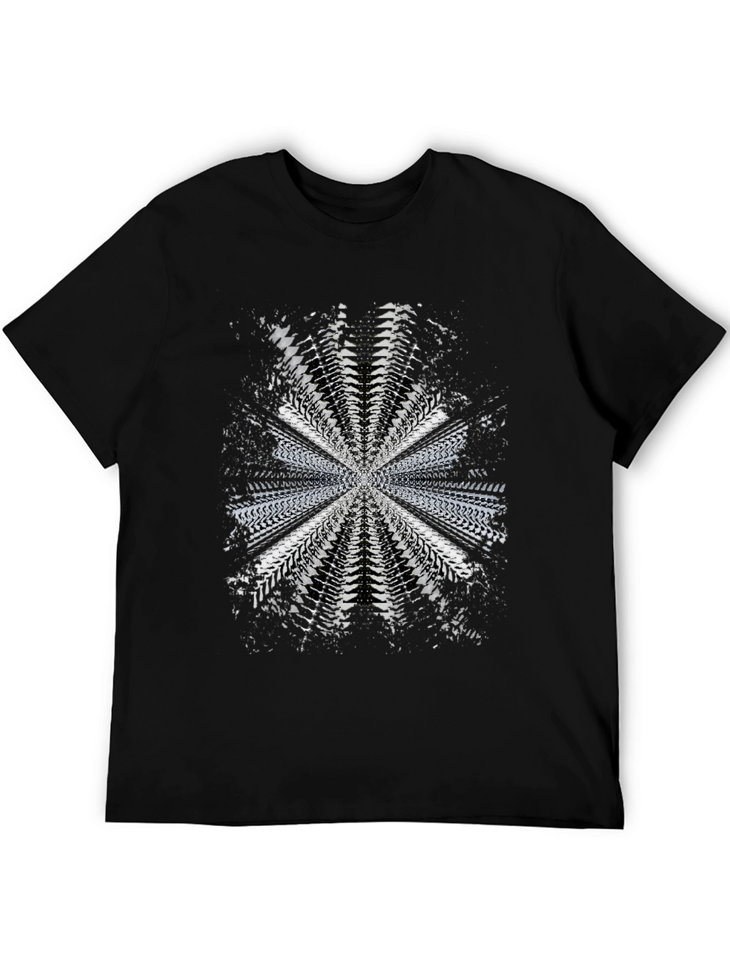Abstract Tire Track Graphic Tee - Black