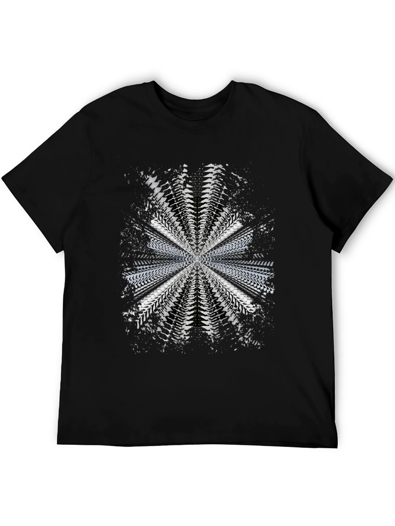 Abstract Tire Track Graphic Tee - Black