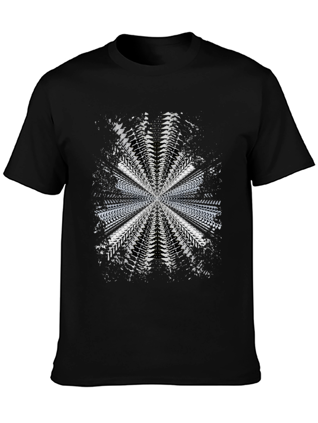 Abstract Tire Track Graphic Tee - Black
