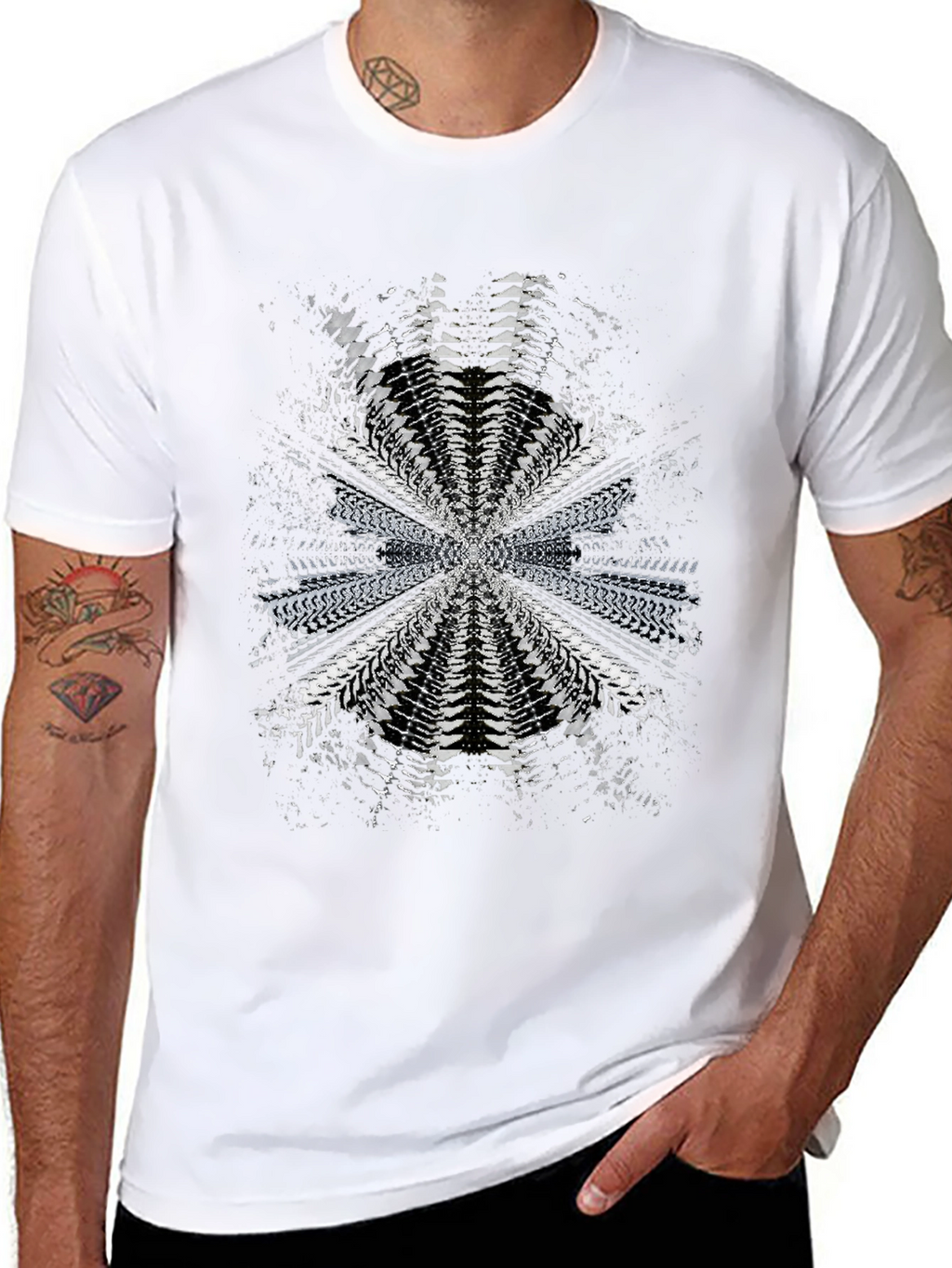 Abstract Tire Track Graphic Tee - Black