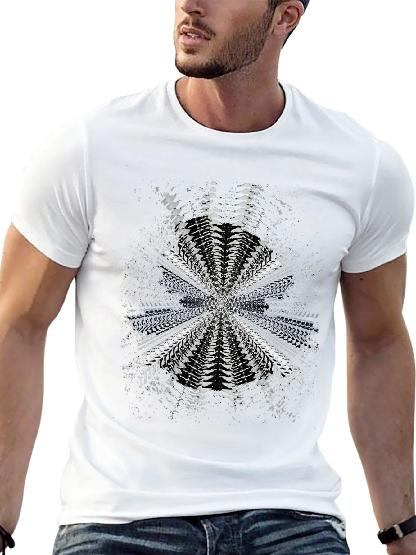 Abstract Tire Track Graphic Tee - Black