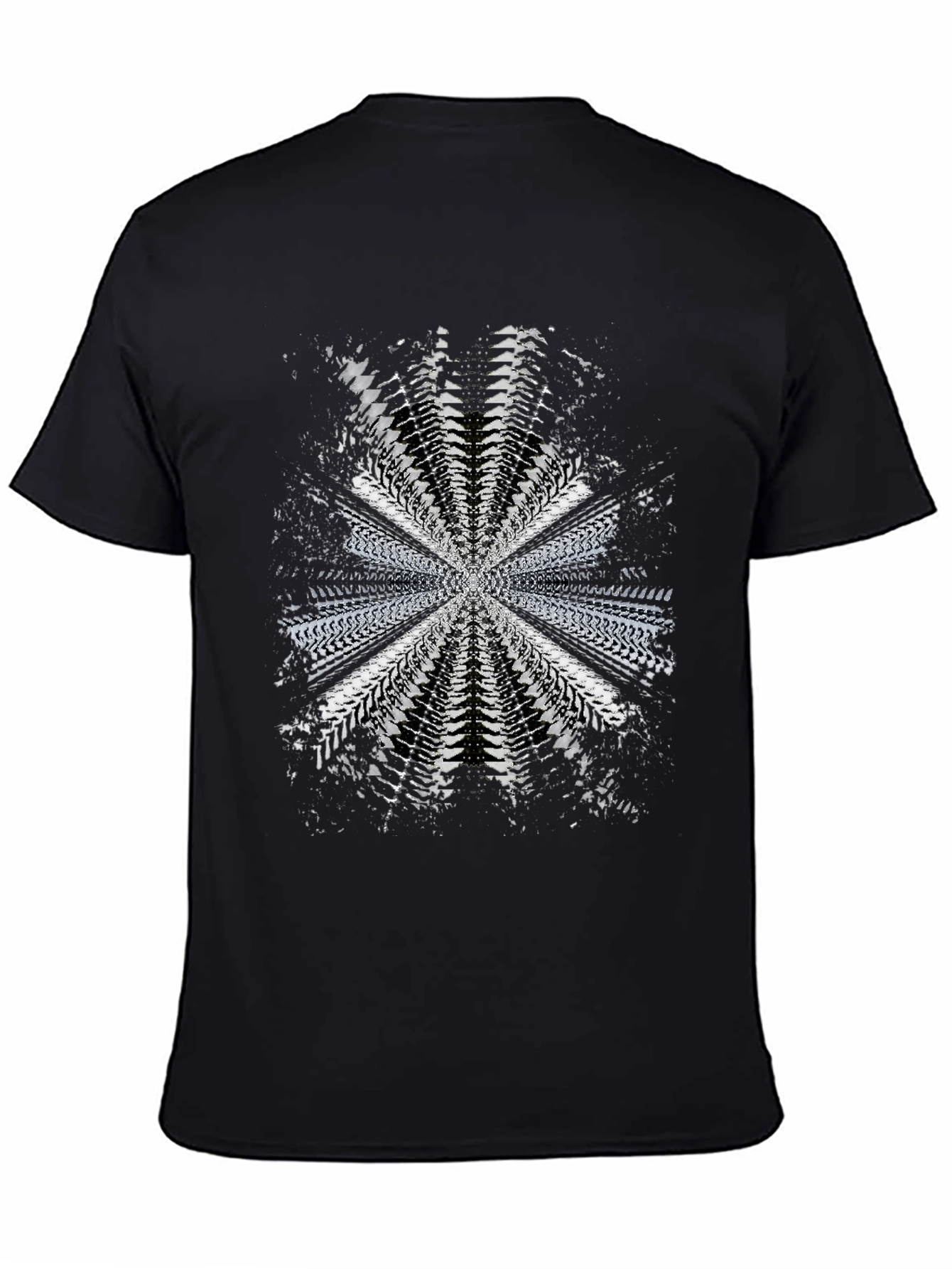 Abstract Tire Track Graphic Tee - Black