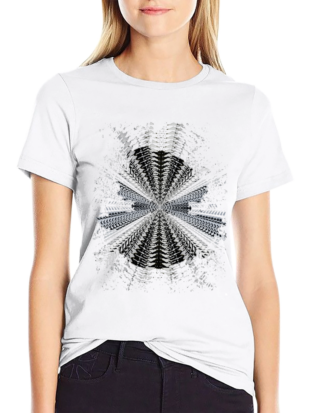 Abstract Tire Track Graphic Tee - Black