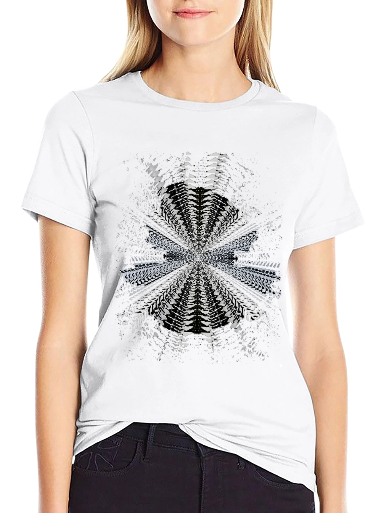 Abstract Tire Track Graphic Tee - Black