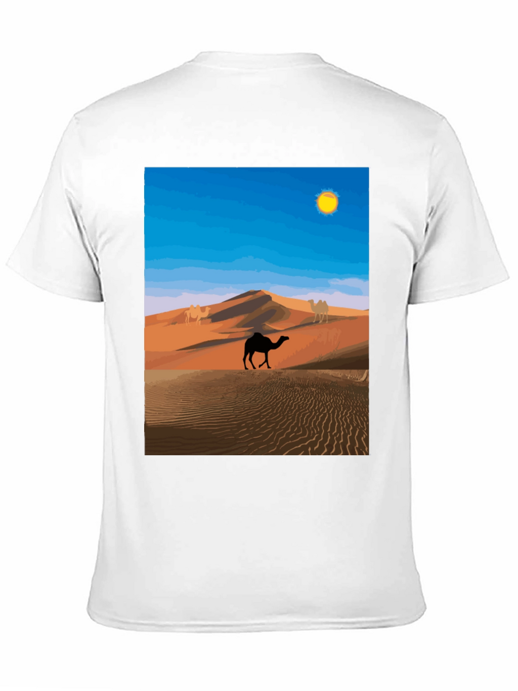 Desert Camel Graphic Tee - Black Cotton T-Shirt
