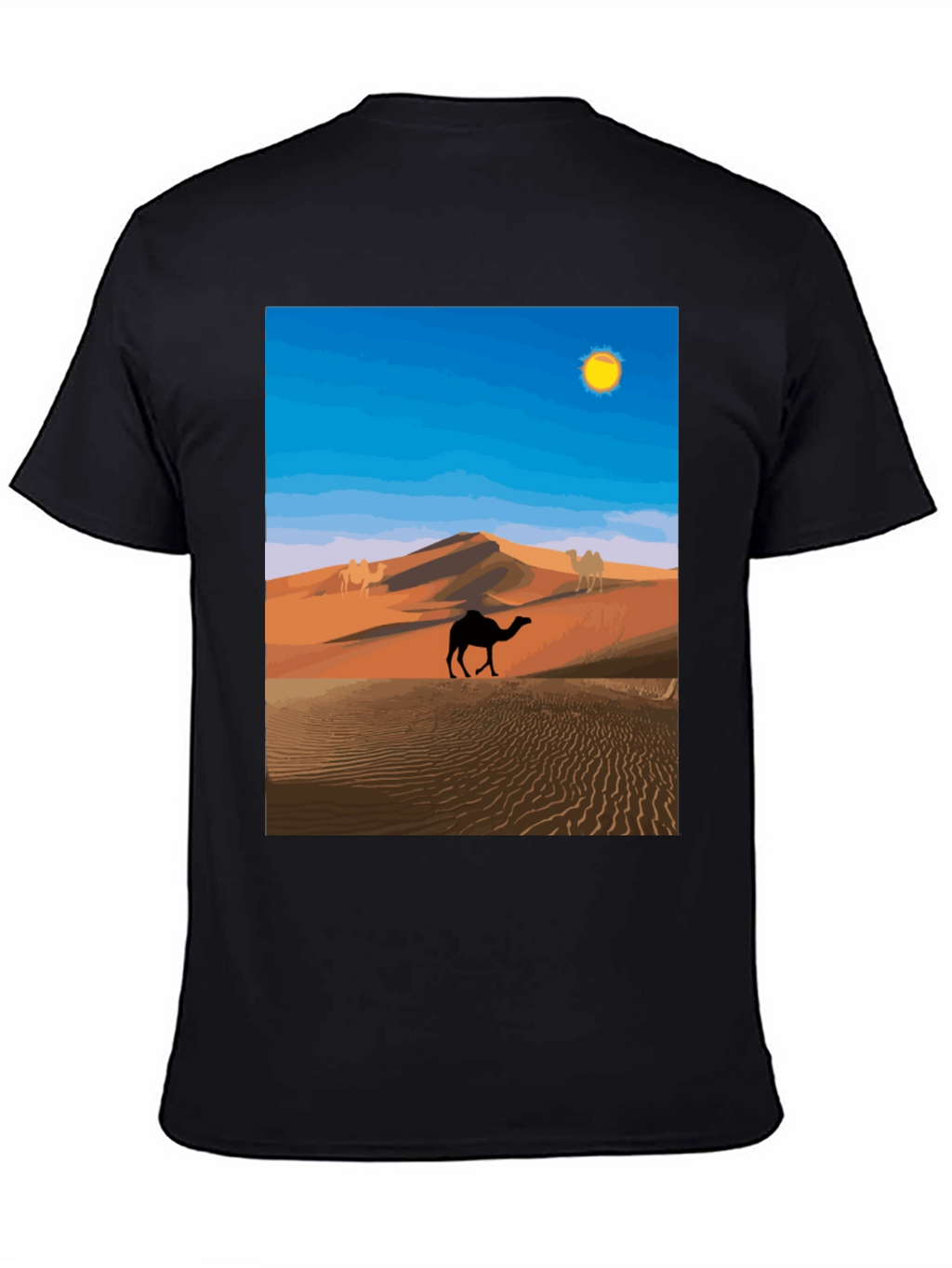 Desert Camel Graphic Tee - Black Cotton T-Shirt