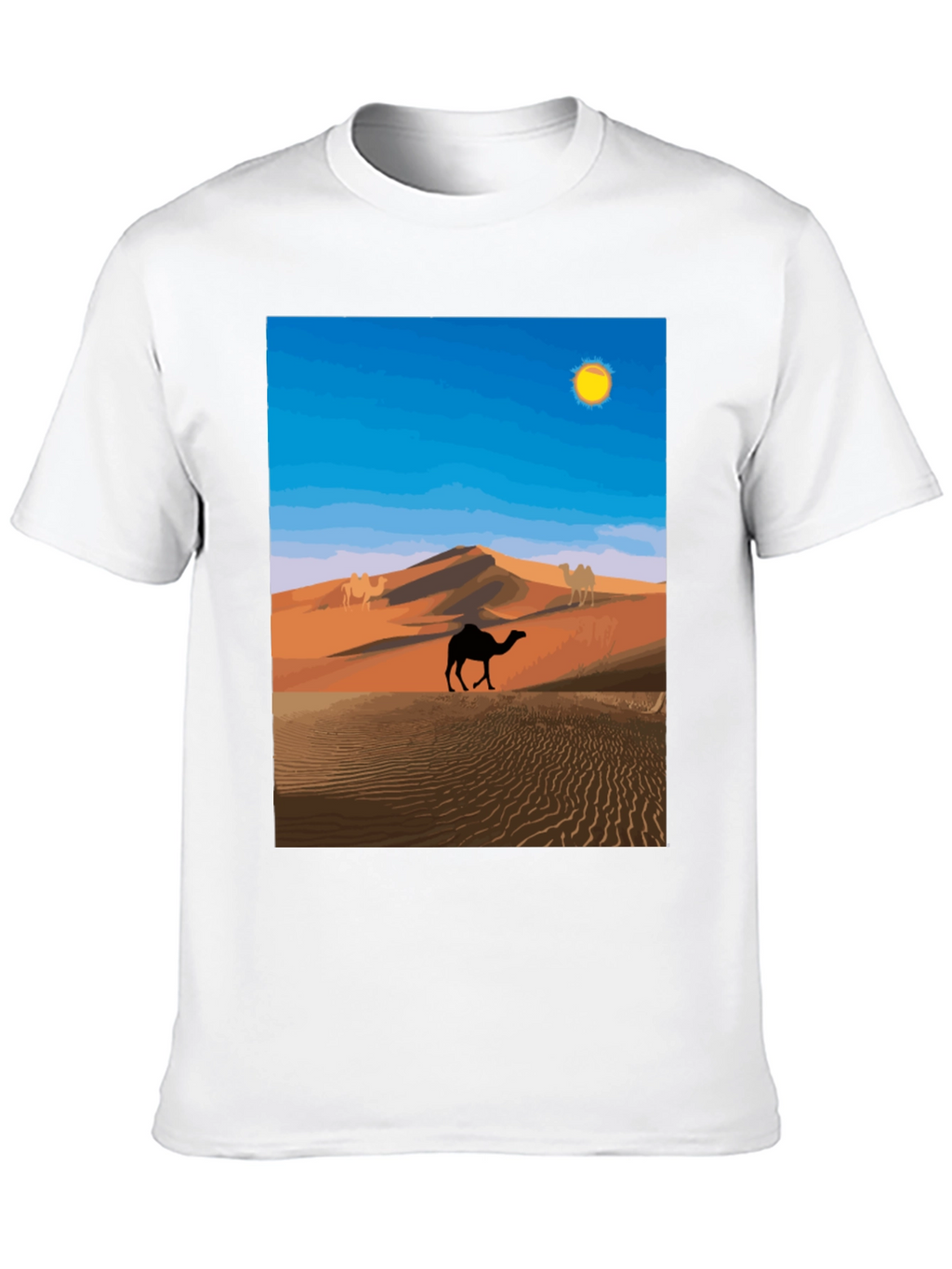 Desert Camel Graphic Tee - Black Cotton T-Shirt