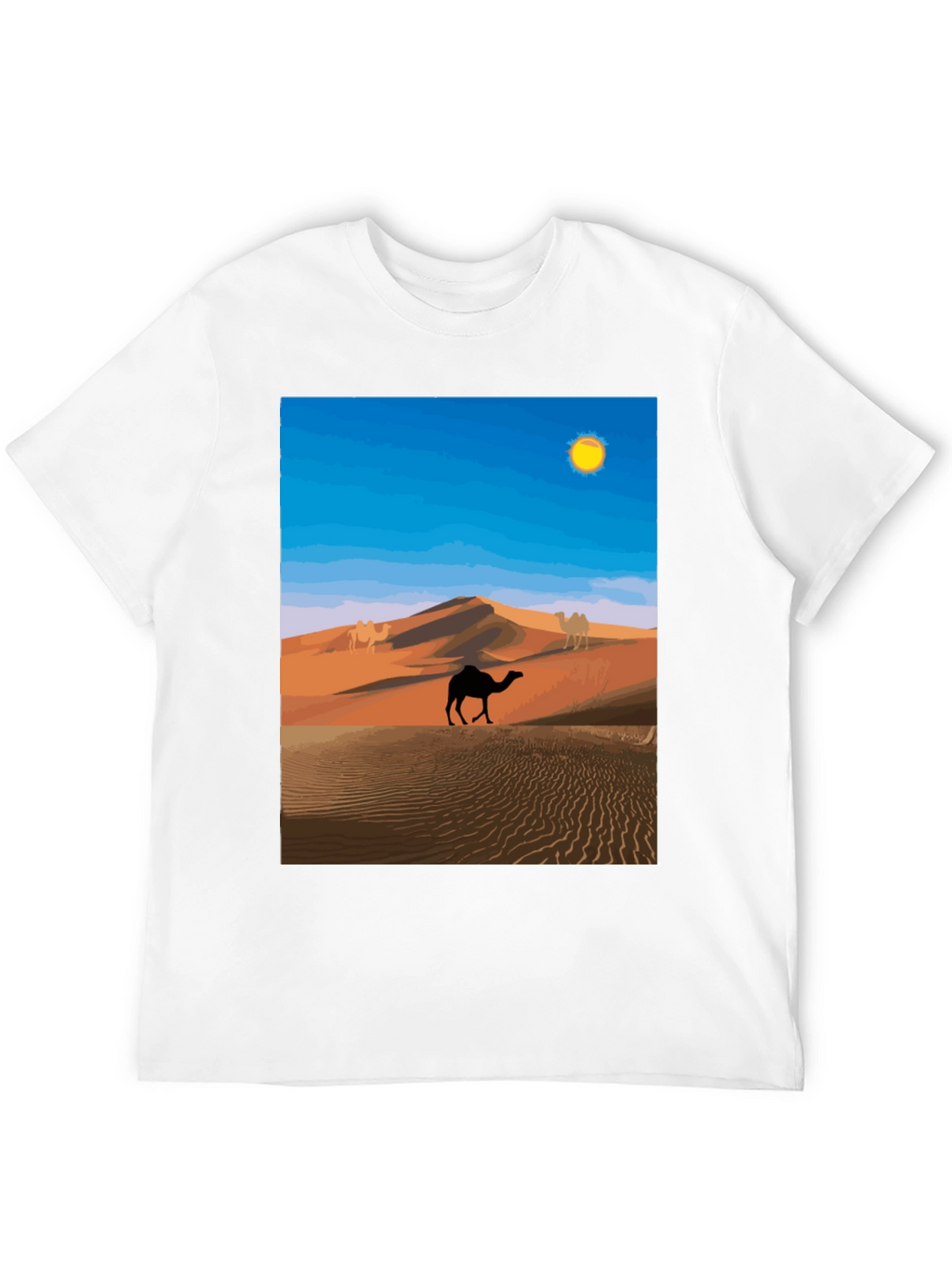 Desert Camel Graphic Tee - Black Cotton T-Shirt