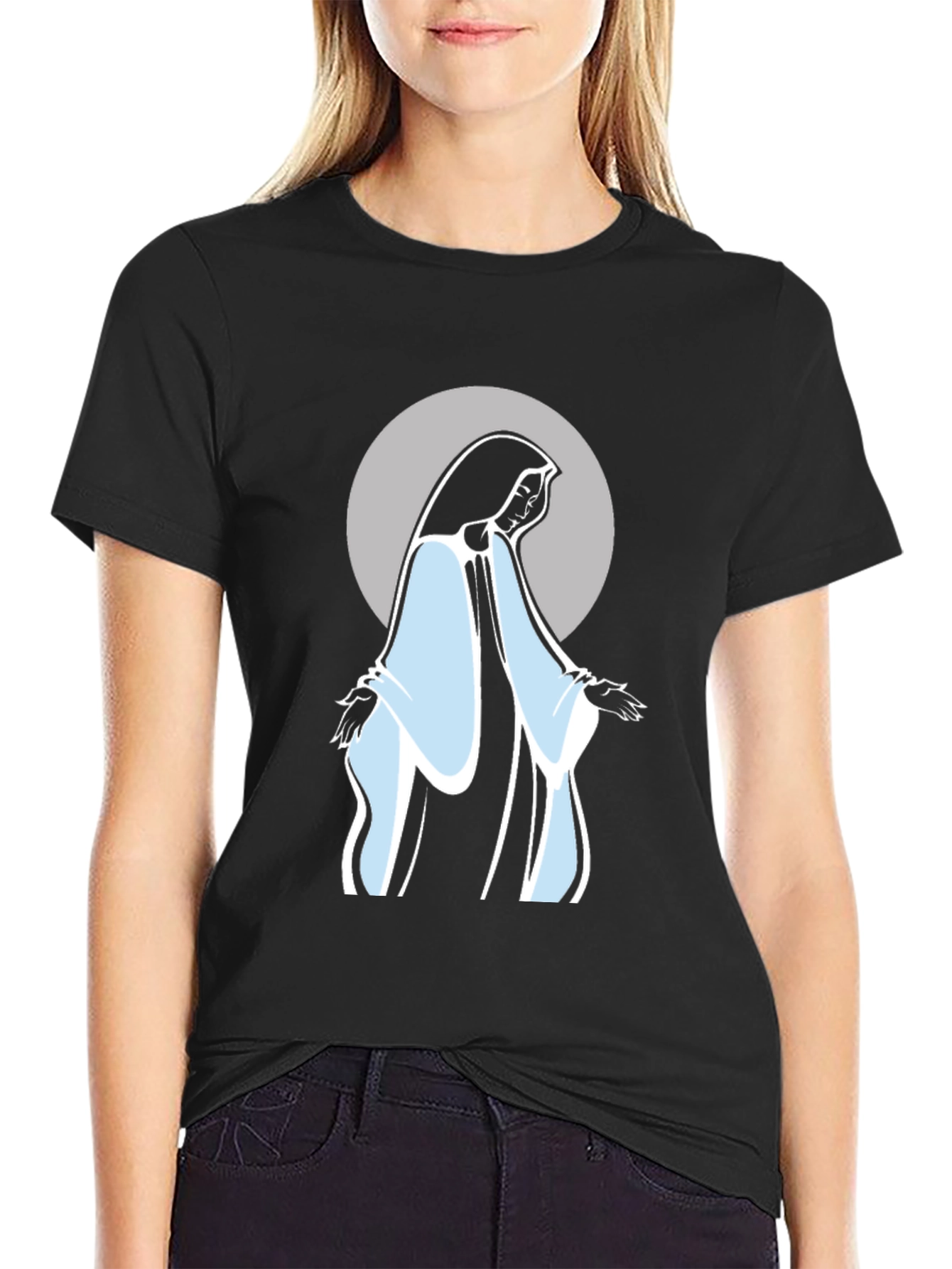 Virgin Mary Graphic Tee - Black