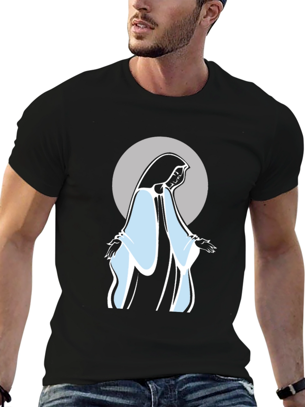 Virgin Mary Graphic Tee - Black