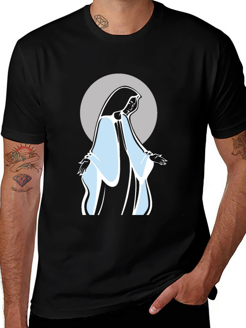 Virgin Mary Graphic Tee - Black