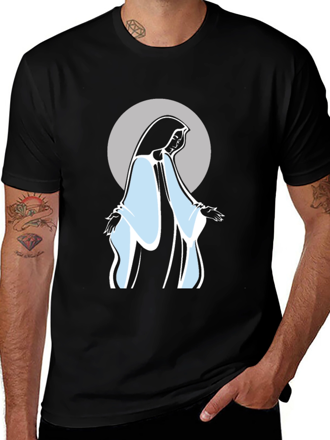 Virgin Mary Graphic Tee - Black