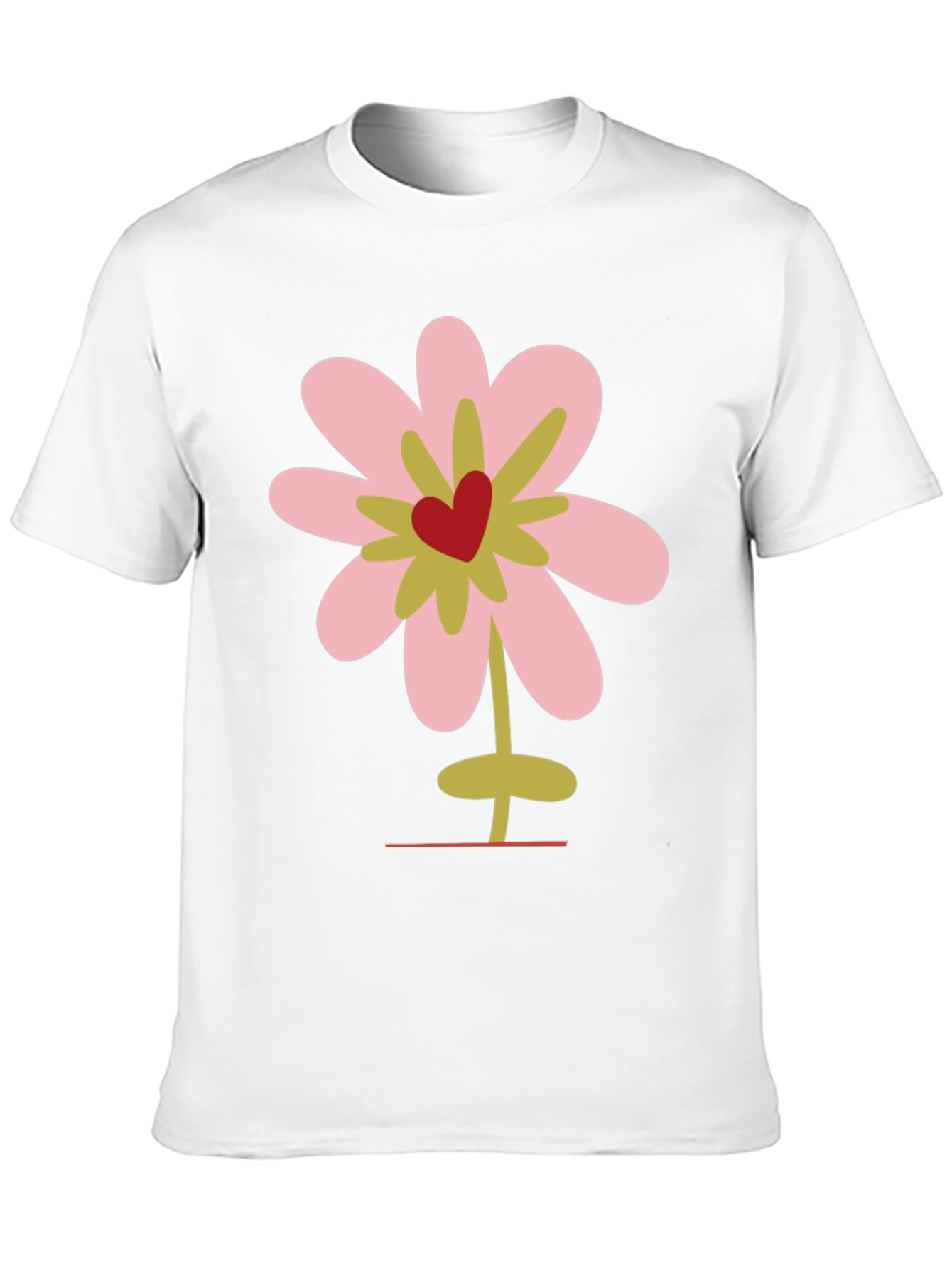 Floral Heart Graphic Tee - Black Cotton T-Shirt