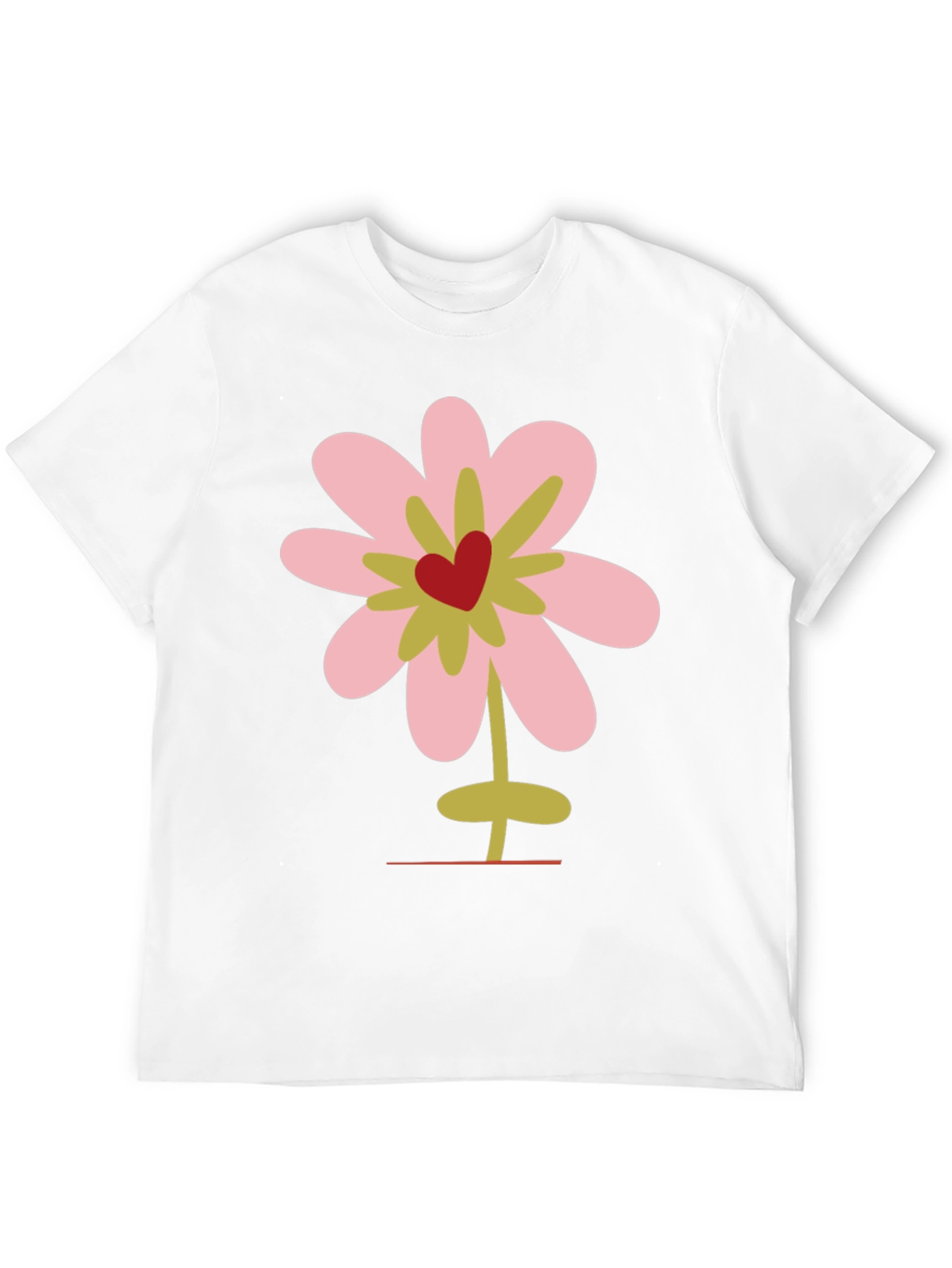 Floral Heart Graphic Tee - Black Cotton T-Shirt