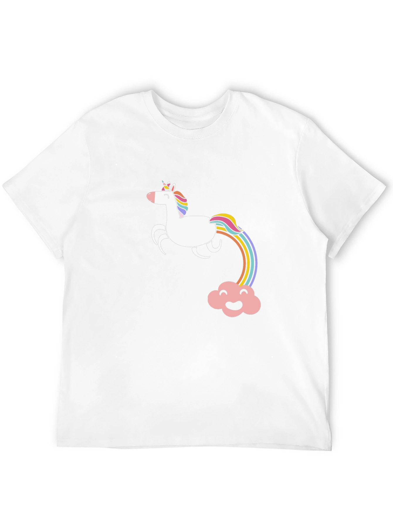 Unicorn Rainbow Graphic Tee - Black Cotton Casual T-Shirt