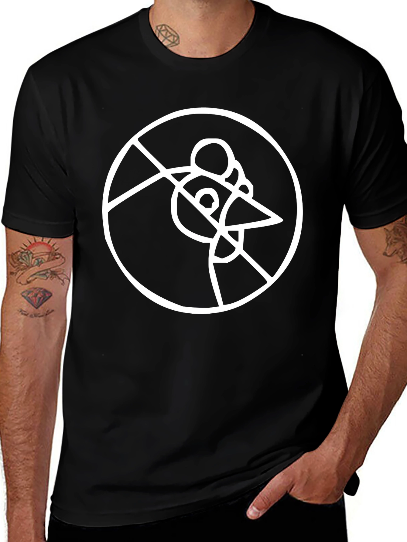 Abstract Graphic Tee - Black Cotton T-Shirt
