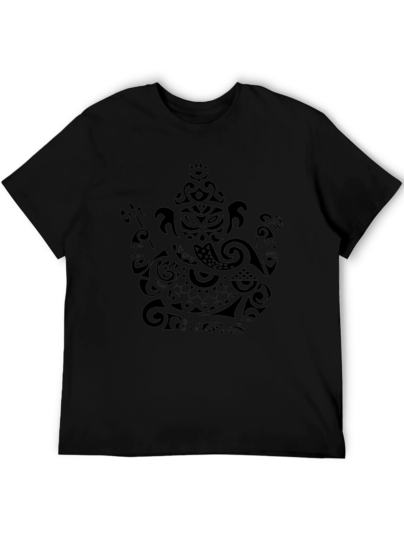Tribal Ganesha Print Black T-Shirt