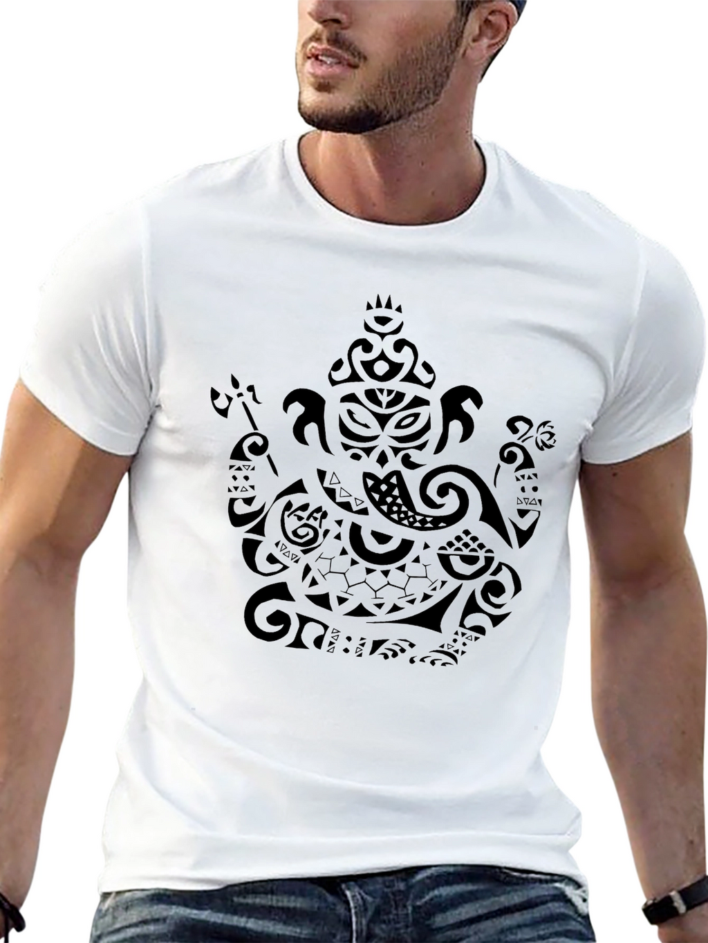 Tribal Ganesha Print Black T-Shirt