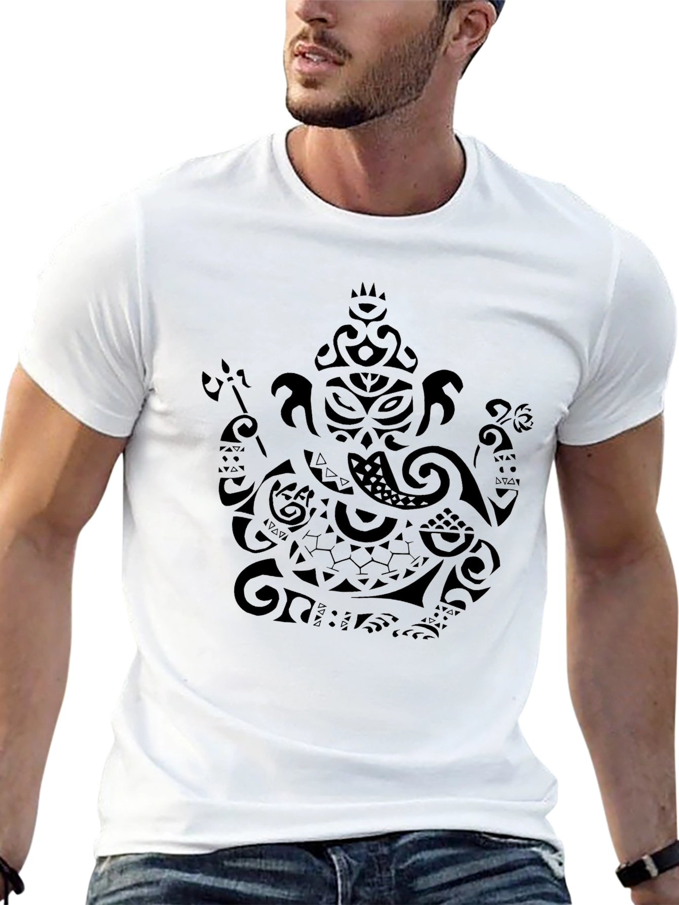 Tribal Ganesha Print Black T-Shirt