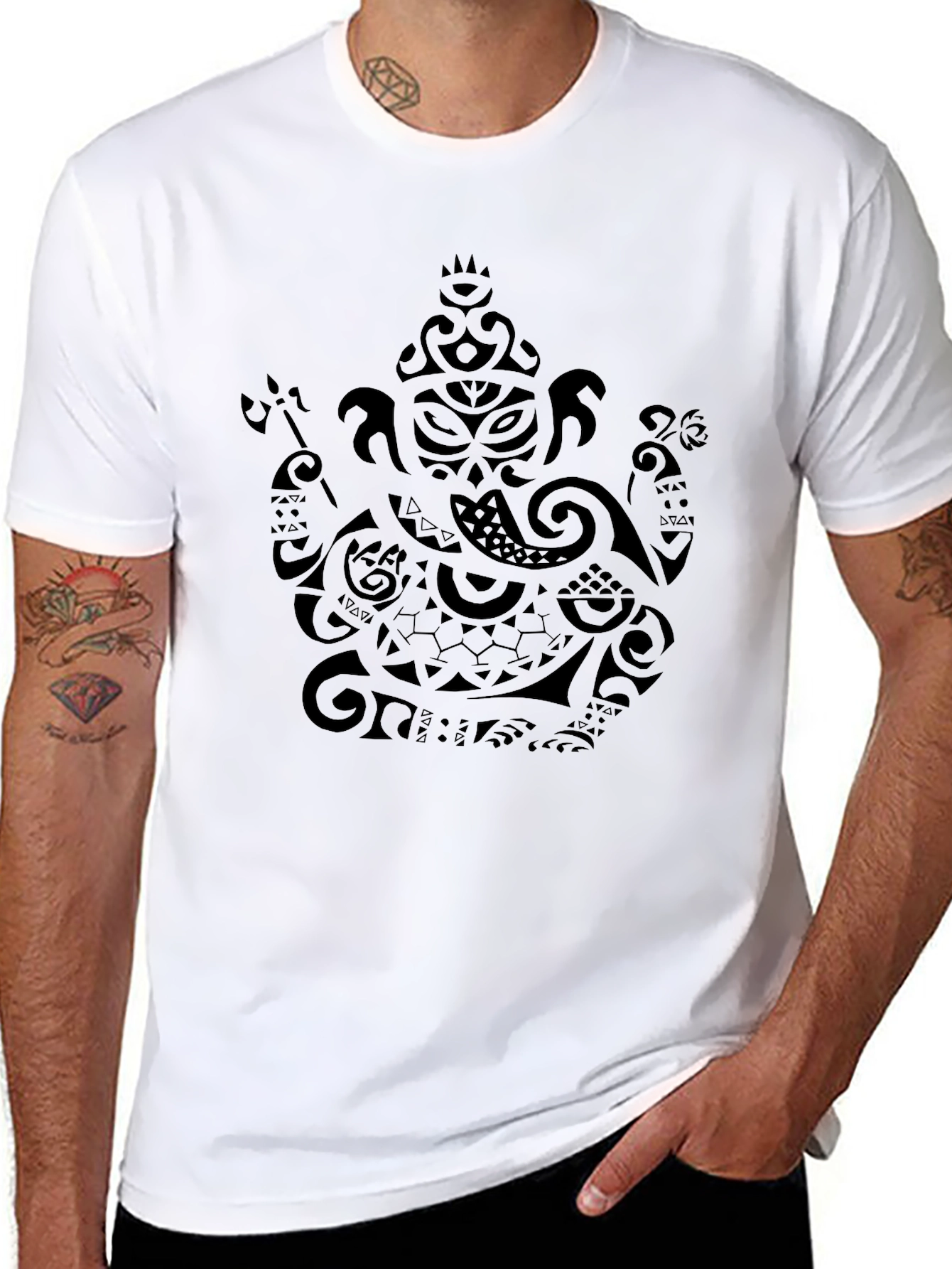 Tribal Ganesha Print Black T-Shirt