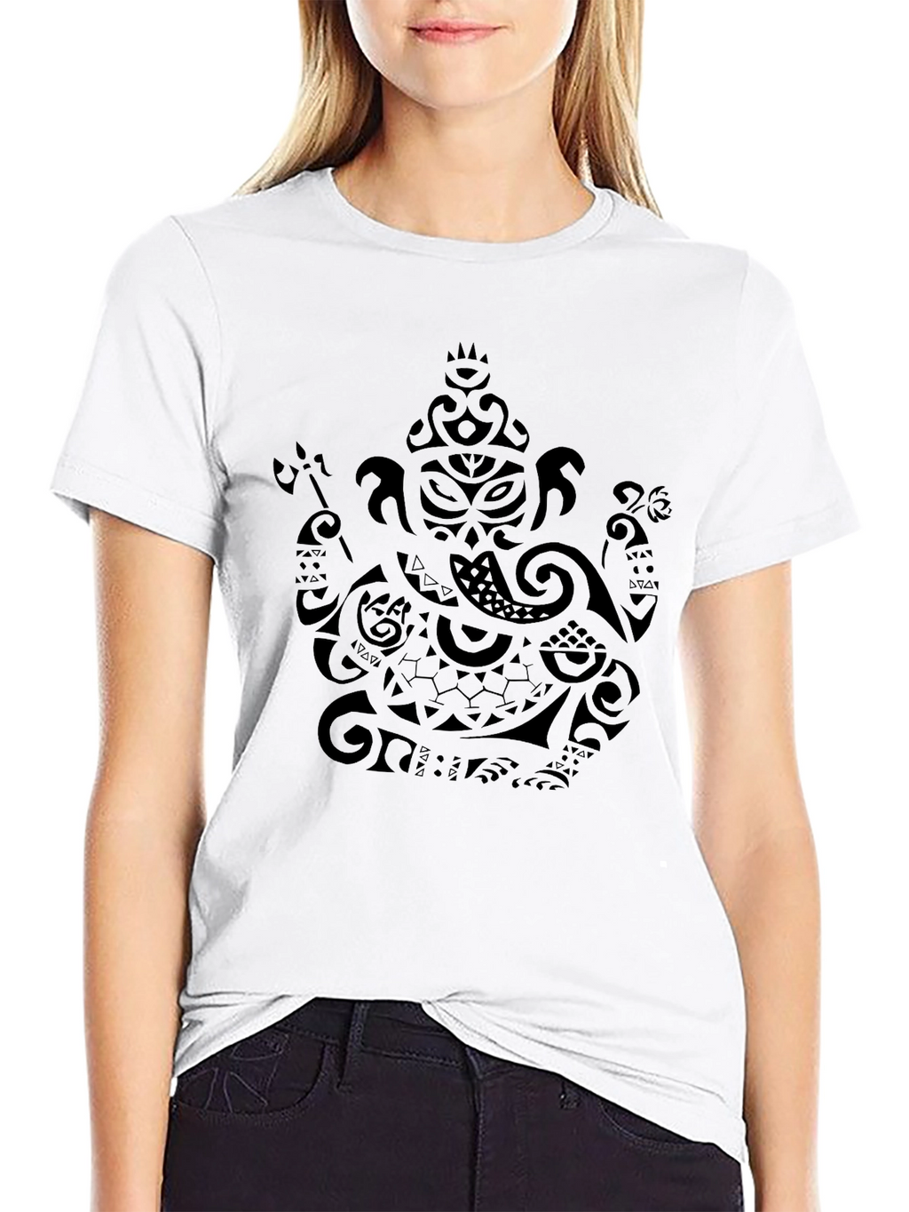 Tribal Ganesha Print Black T-Shirt