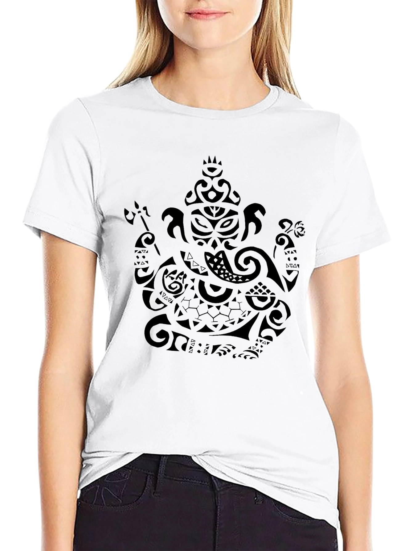 Tribal Ganesha Print Black T-Shirt