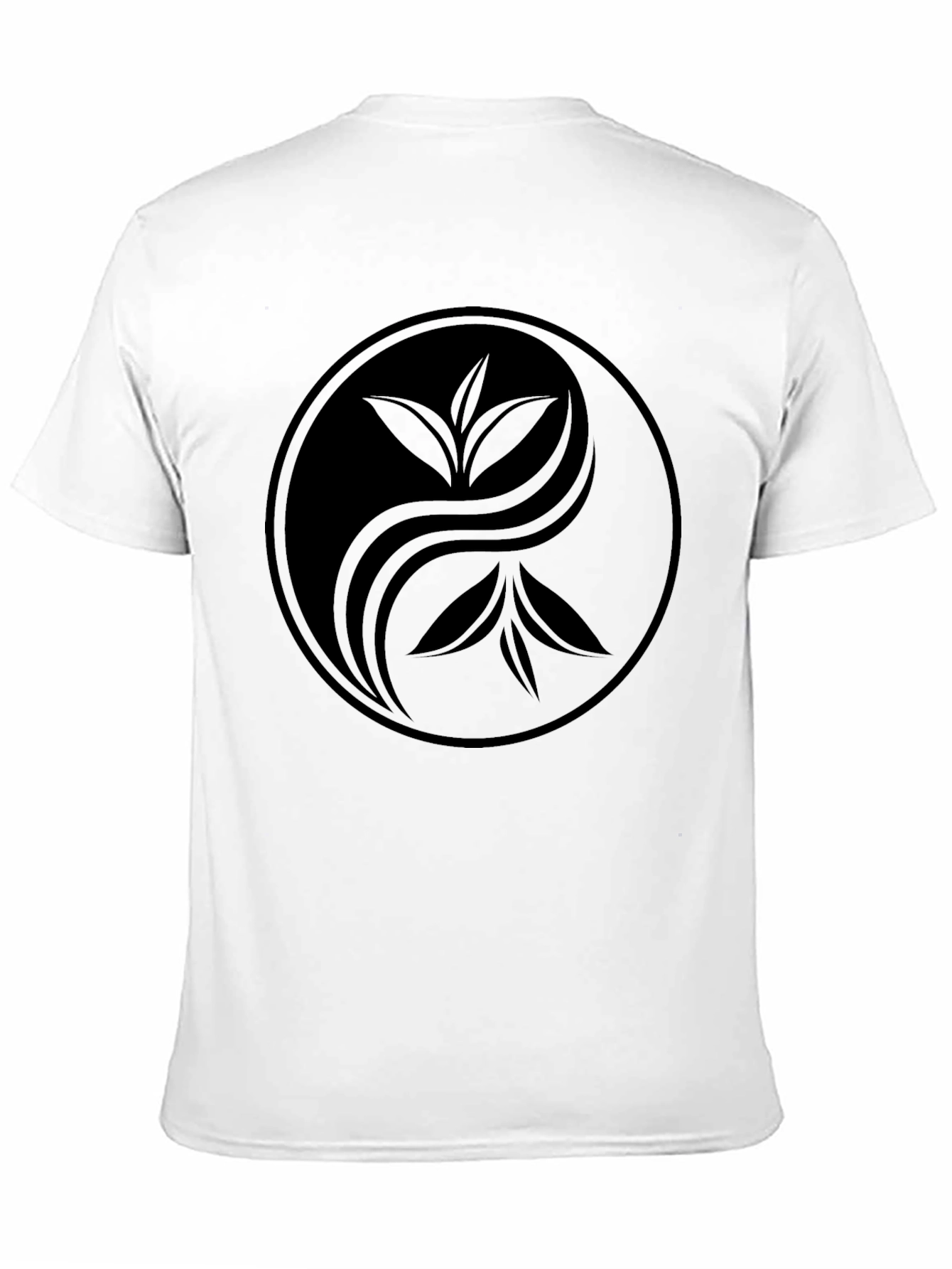 Yin Yang Tea Leaf Graphic Tee - Soft Black Cotton
