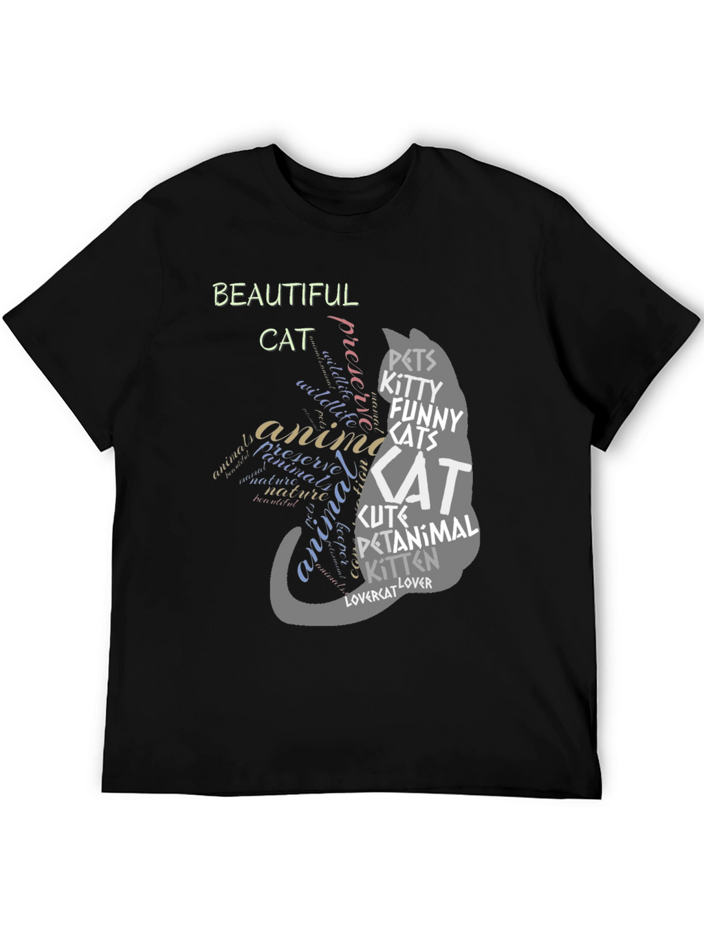 Beautiful Cat Word Art Graphic Tee