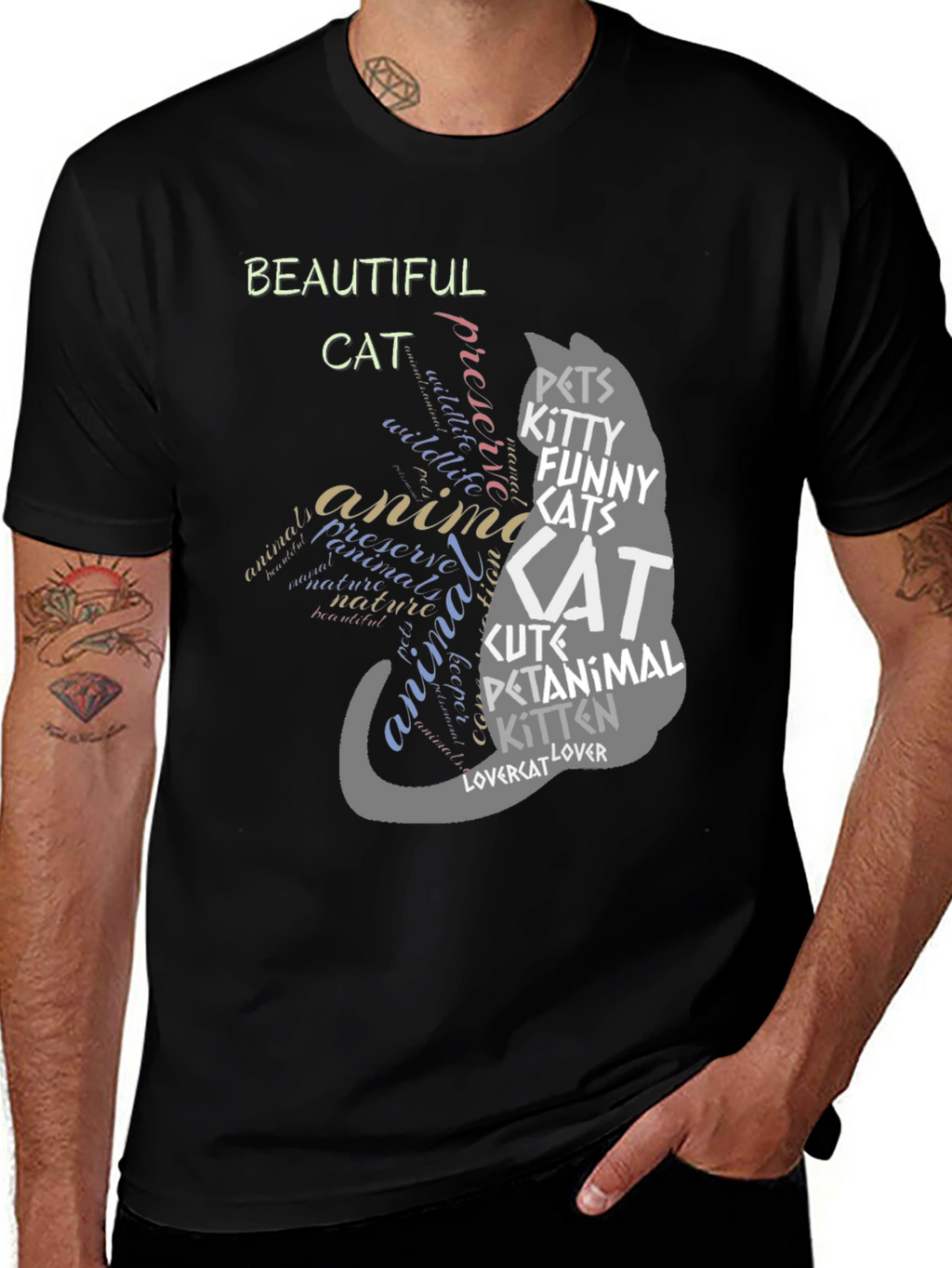 Beautiful Cat Word Art Graphic Tee
