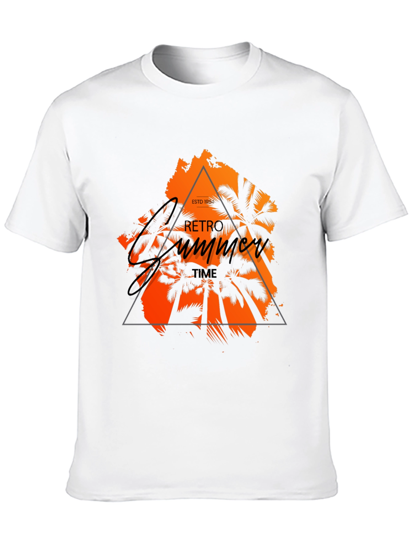 Retro Summer Time Graphic Black T-Shirt