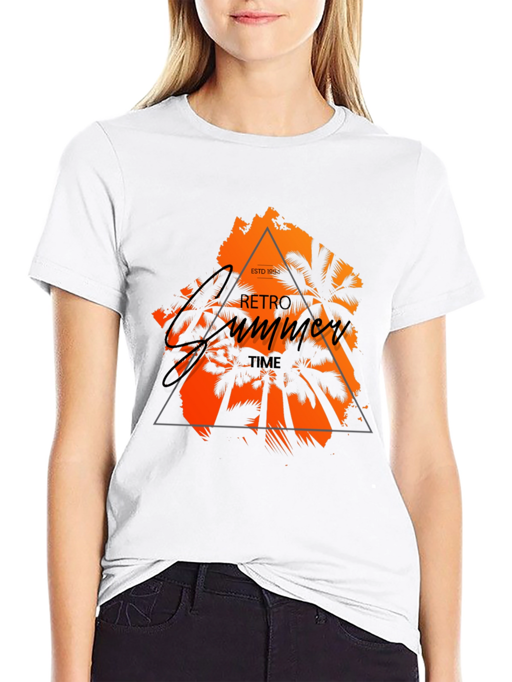 Retro Summer Time Graphic Black T-Shirt