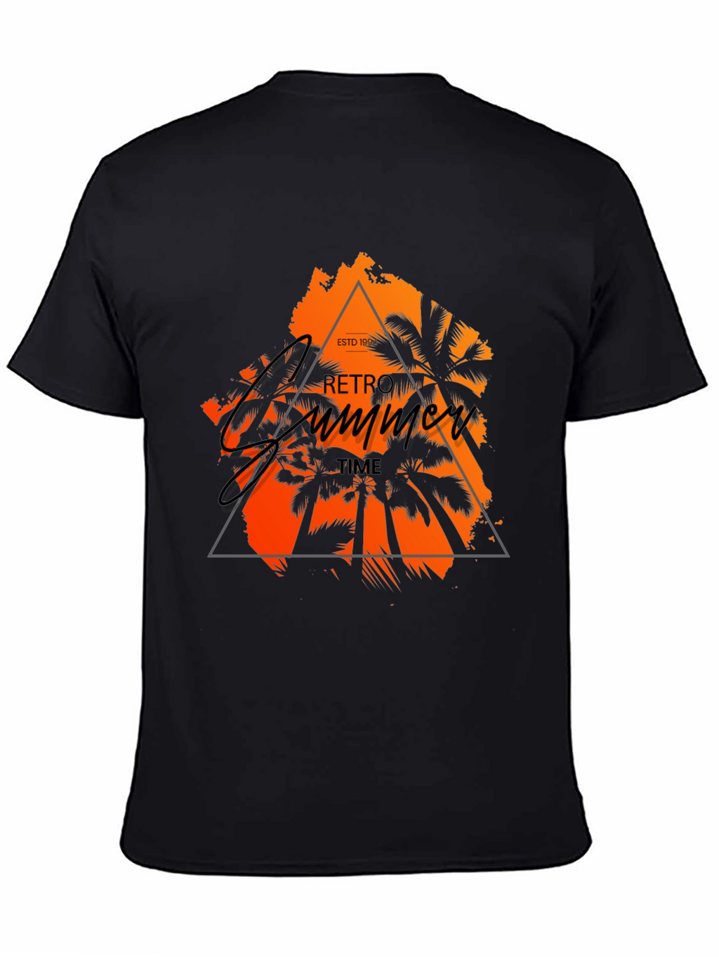 Retro Summer Time Graphic Black T-Shirt