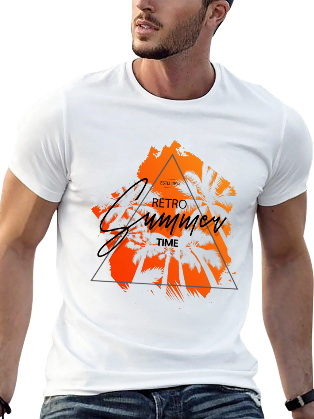 Retro Summer Time Graphic Black T-Shirt