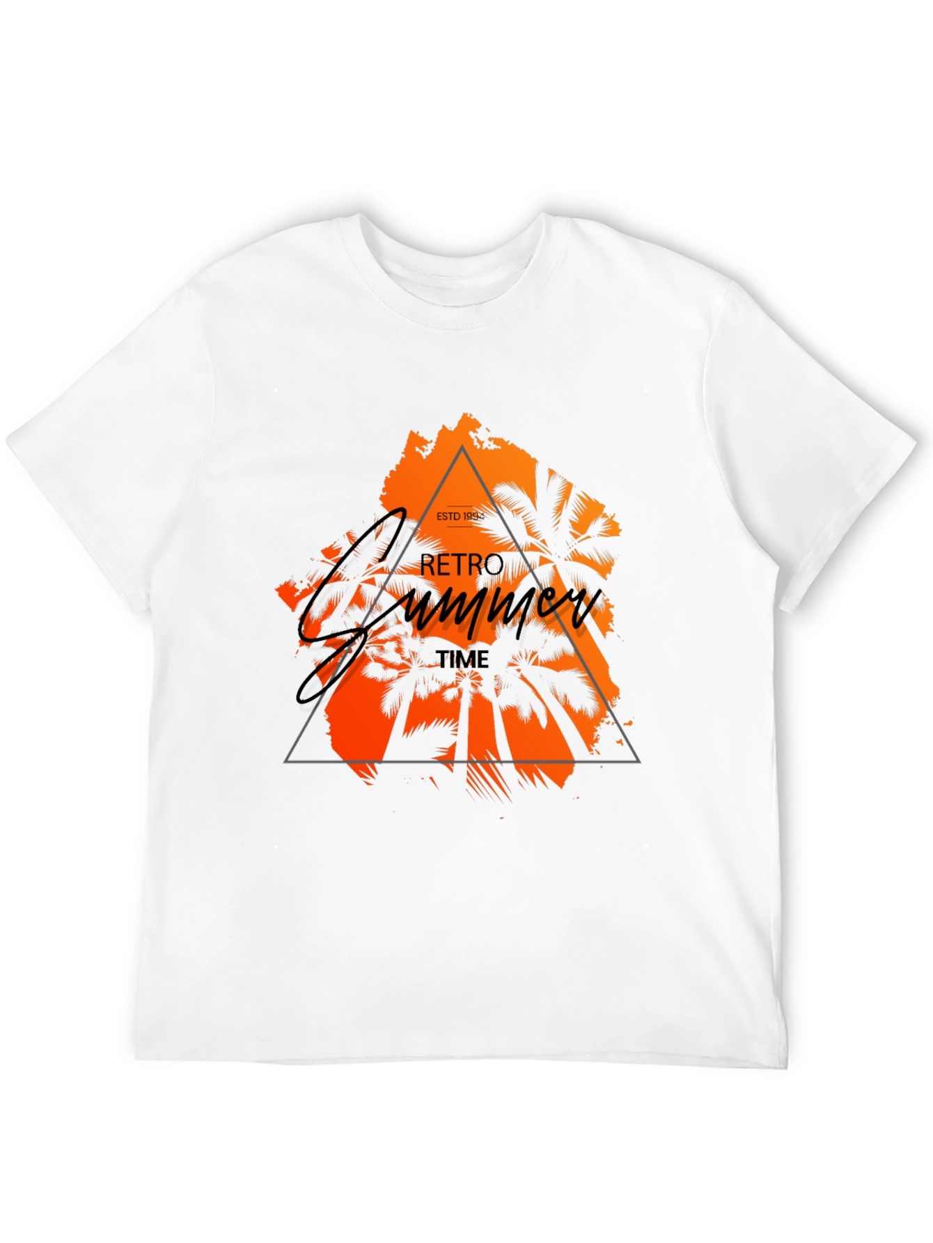 Retro Summer Time Graphic Black T-Shirt