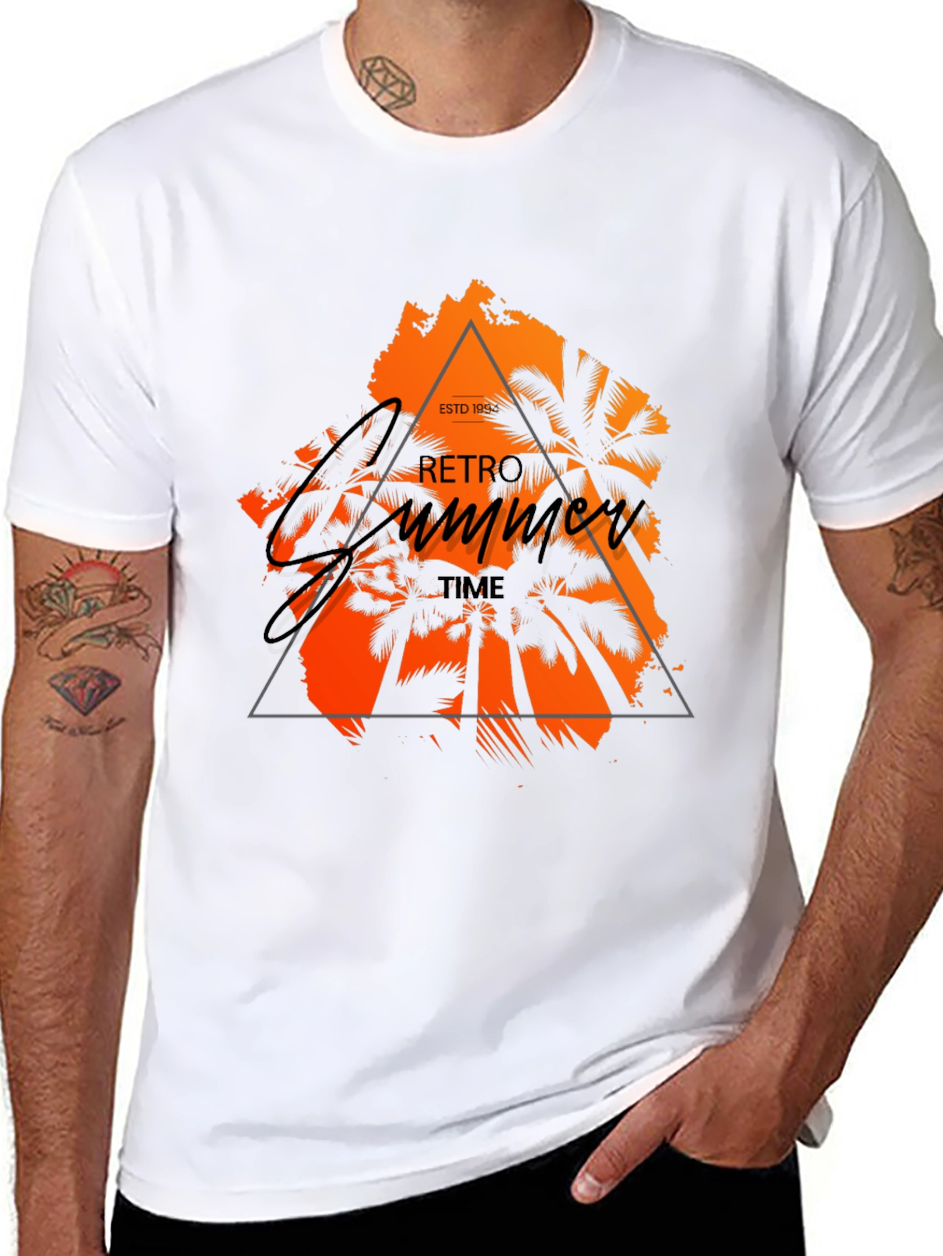Retro Summer Time Graphic Black T-Shirt