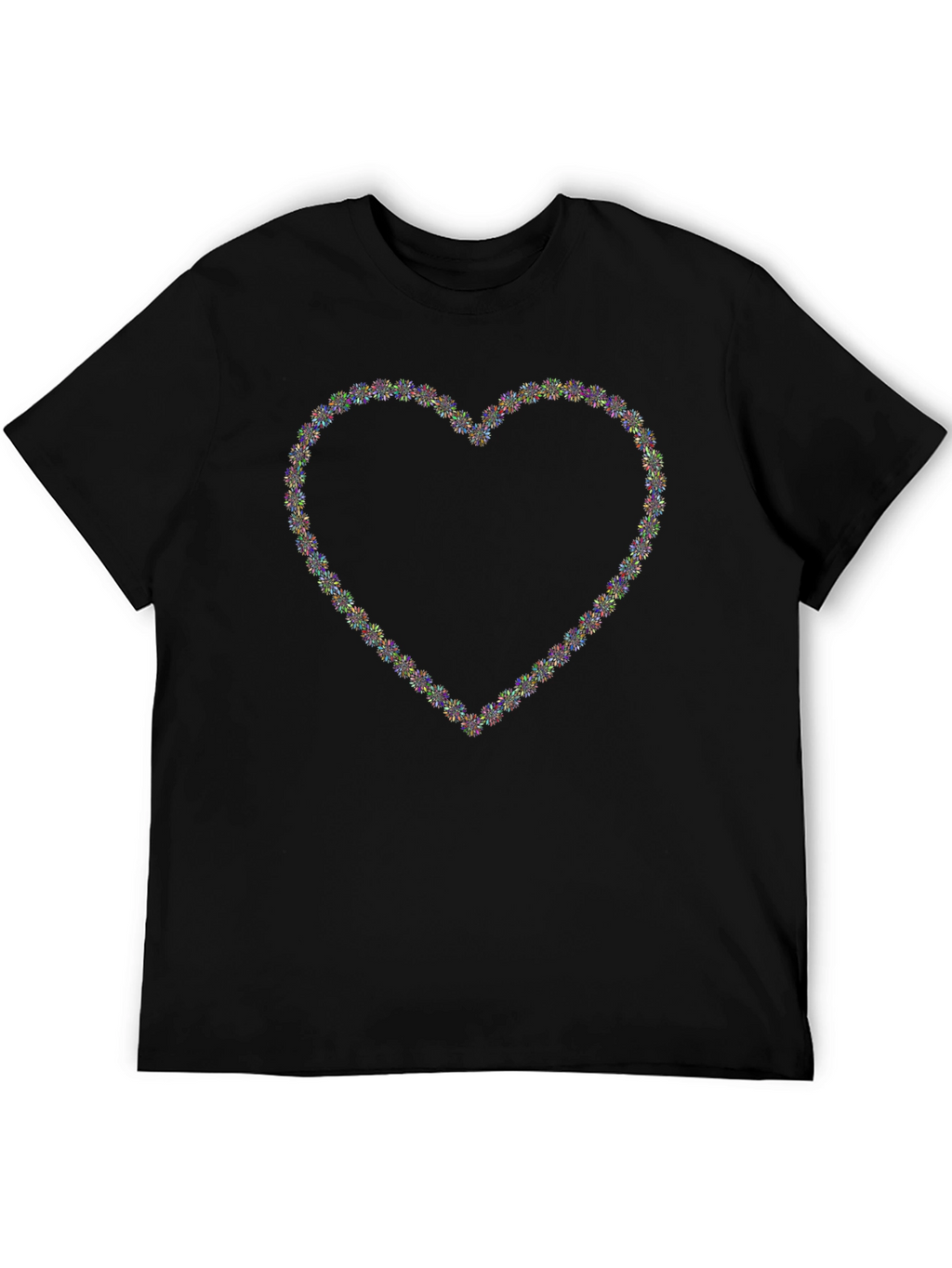 Heart Fireworks Graphic Tee - Black Crew Neck