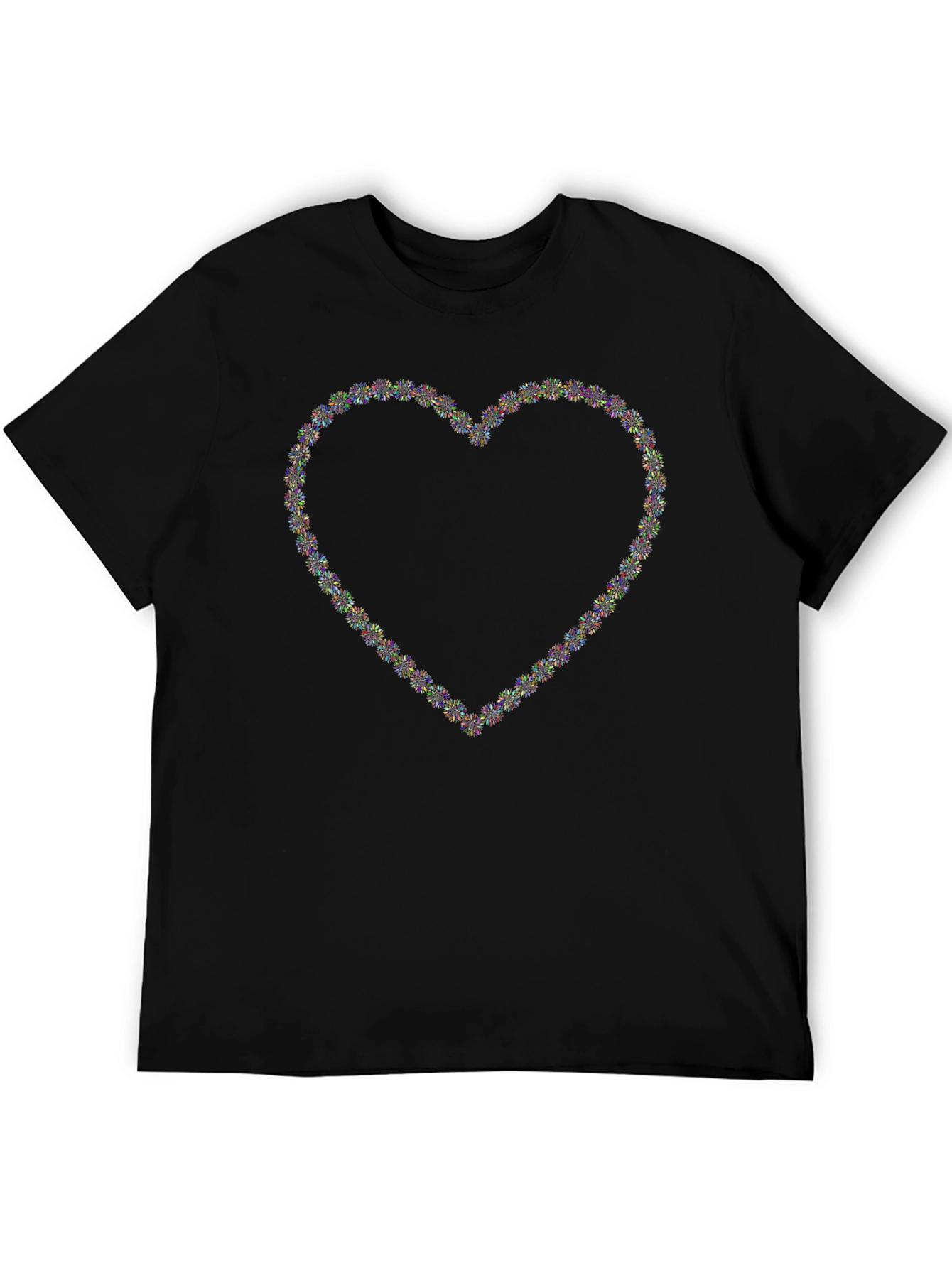 Heart Fireworks Graphic Tee - Black Crew Neck