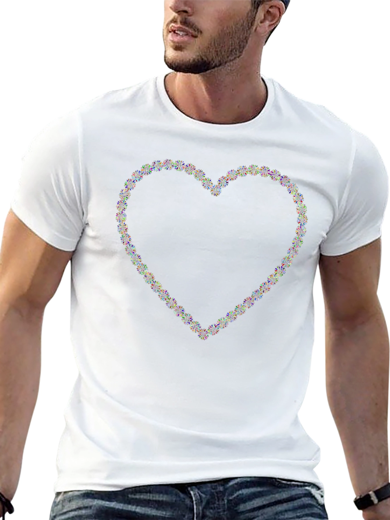 Heart Fireworks Graphic Tee - Black Crew Neck