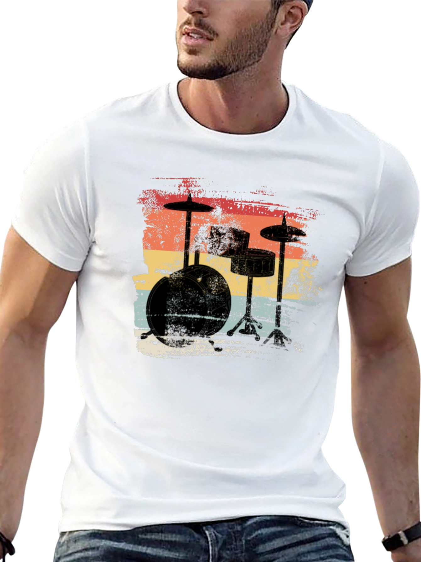 Retro Drum Set T-Shirt - Vintage Style Music Tee